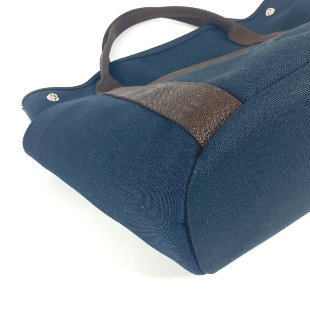 HMSHermes Sac de Pansage Groom 2WAY Shoulder Bag Crossbody Tote Leather Canvas Women's Navy