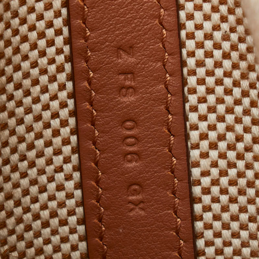 HMS H Ambié GM Tote Bag Beige Brown Toile Leather Women's HERMES