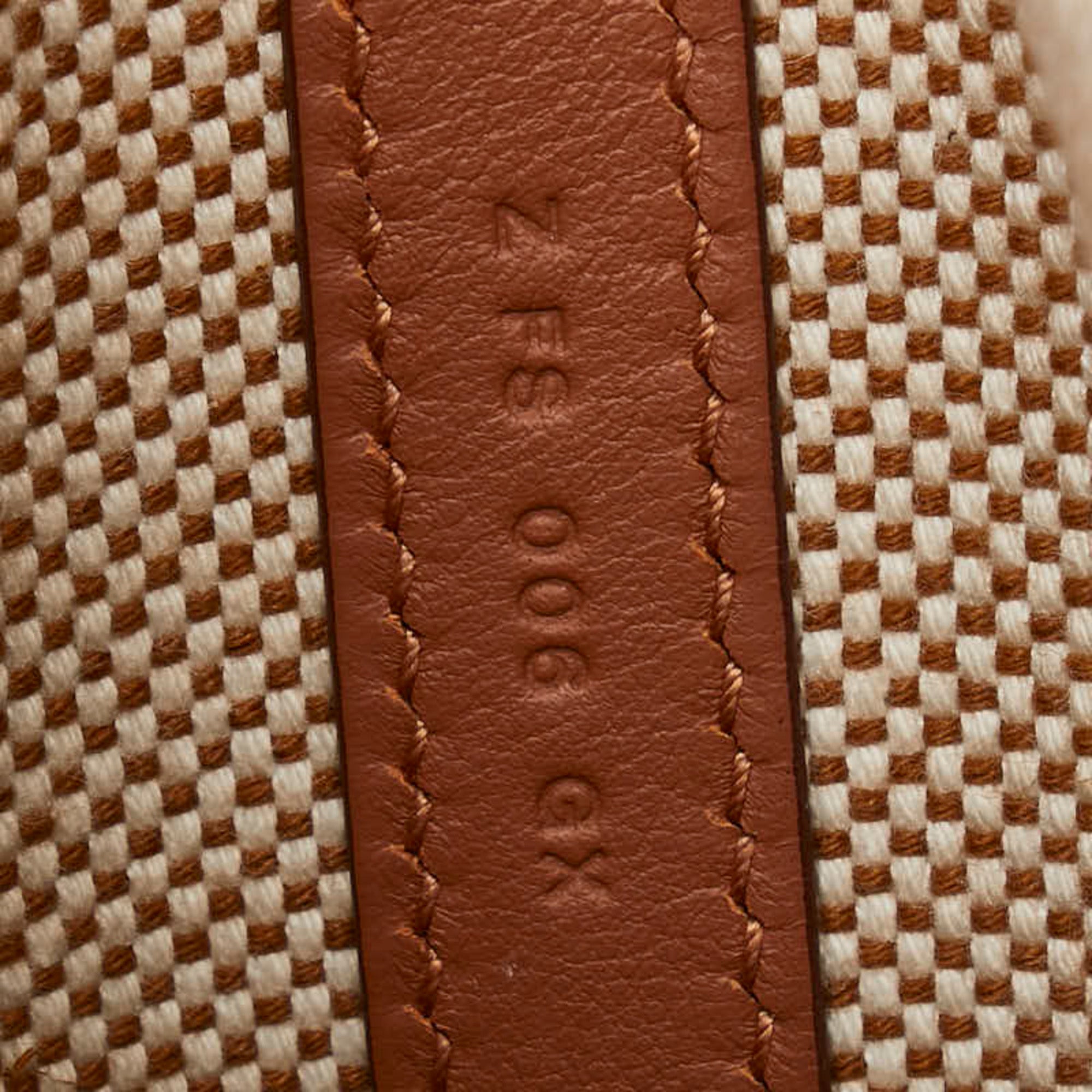 HMS H Ambié GM Tote Bag Beige Brown Toile Leather Women's HERMES