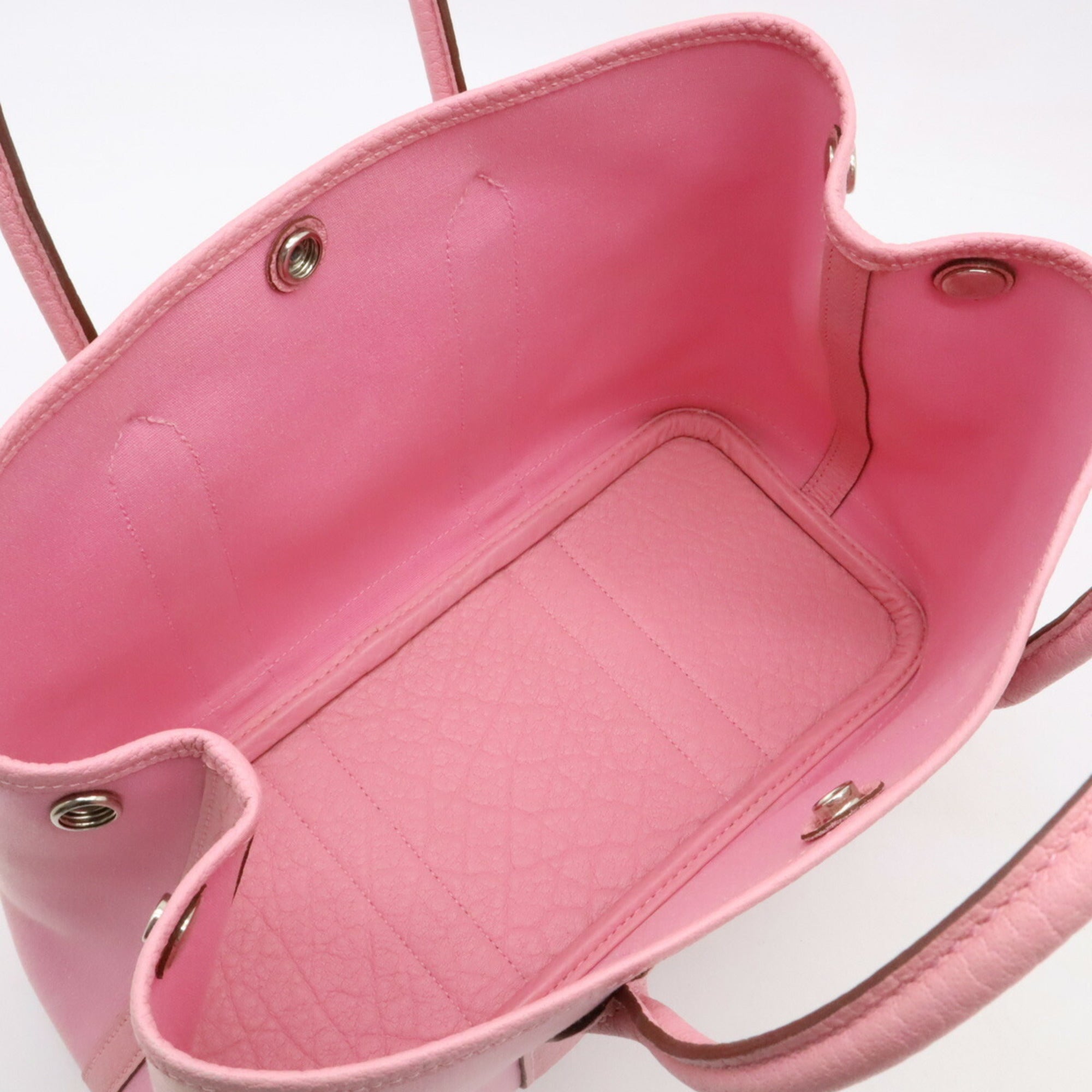 HMS Garden TPM Tote Bag Handbag Toile Officier Leather Pink O Stamp