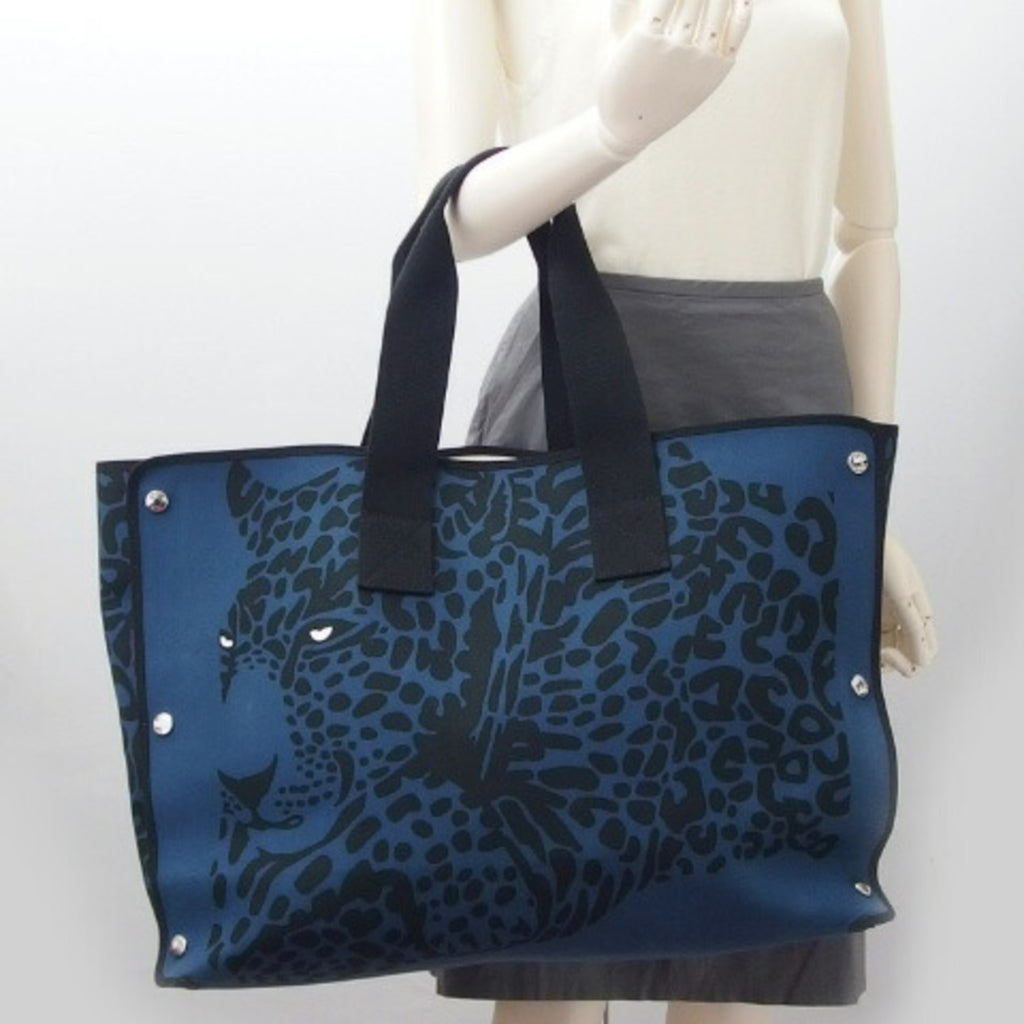 HMS leopard tote bag blue x black