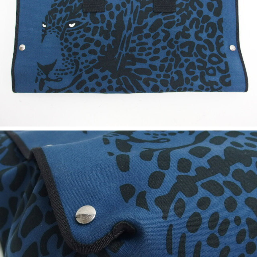 HMS leopard tote bag blue x black