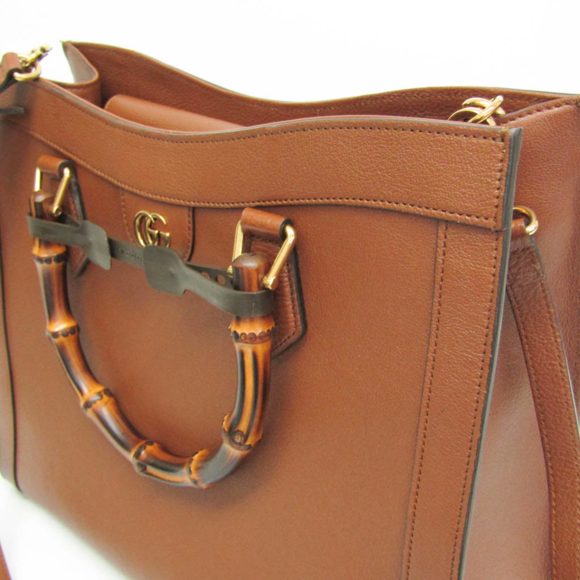 GCCI Bamboo Double G Diana Medium Tote Bag 655658 Women's Leather,Bamboo Shoulder Bag,Tote Bag Brown