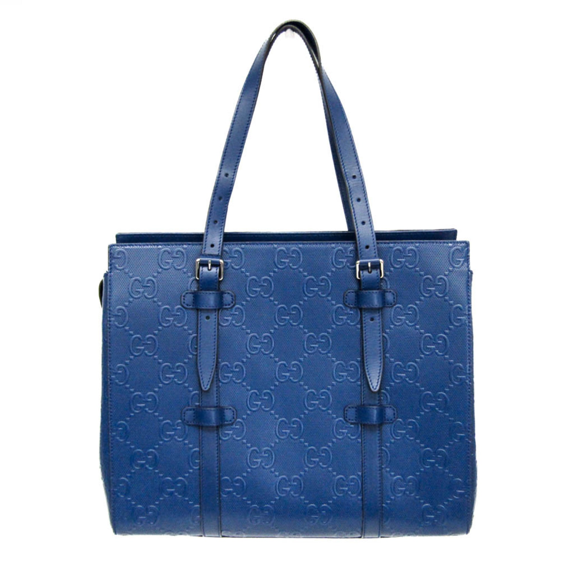 GCCI GG Embossed Tote 625774 Men's Leather Shoulder Bag,Tote Bag Blue