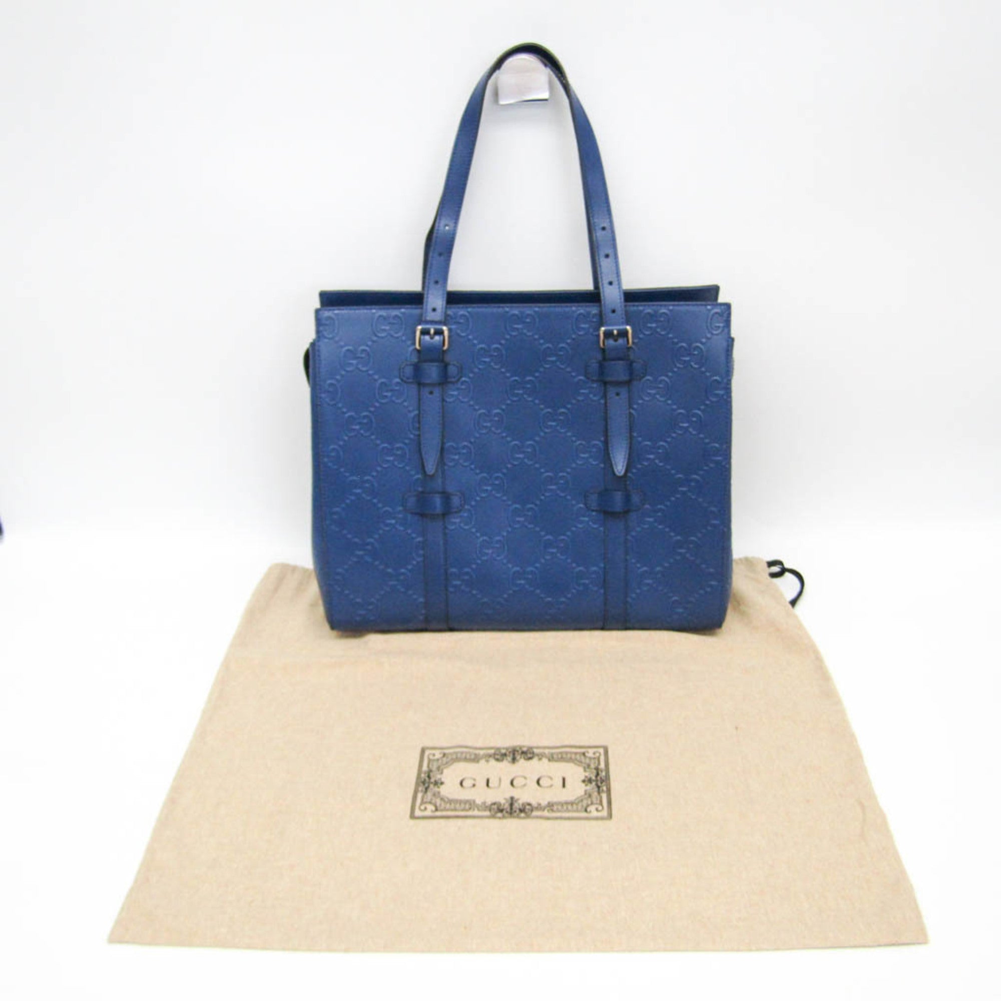 GCCI GG Embossed Tote 625774 Men's Leather Shoulder Bag,Tote Bag Blue