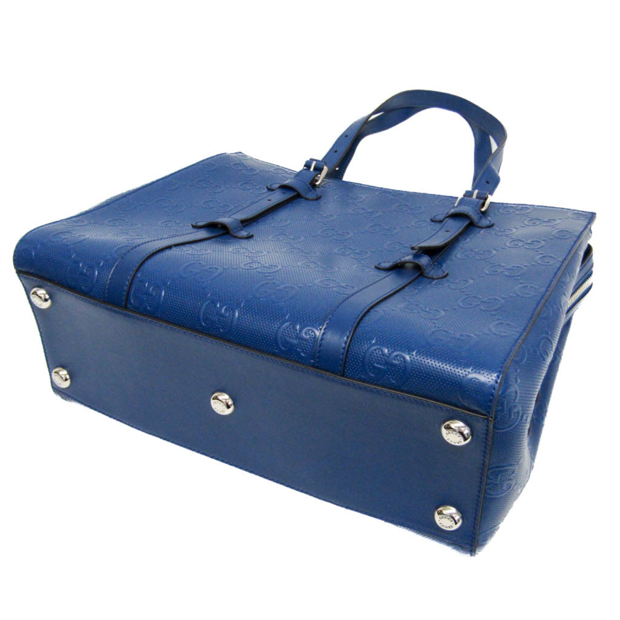 GCCI GG Embossed Tote 625774 Men's Leather Shoulder Bag,Tote Bag Blue