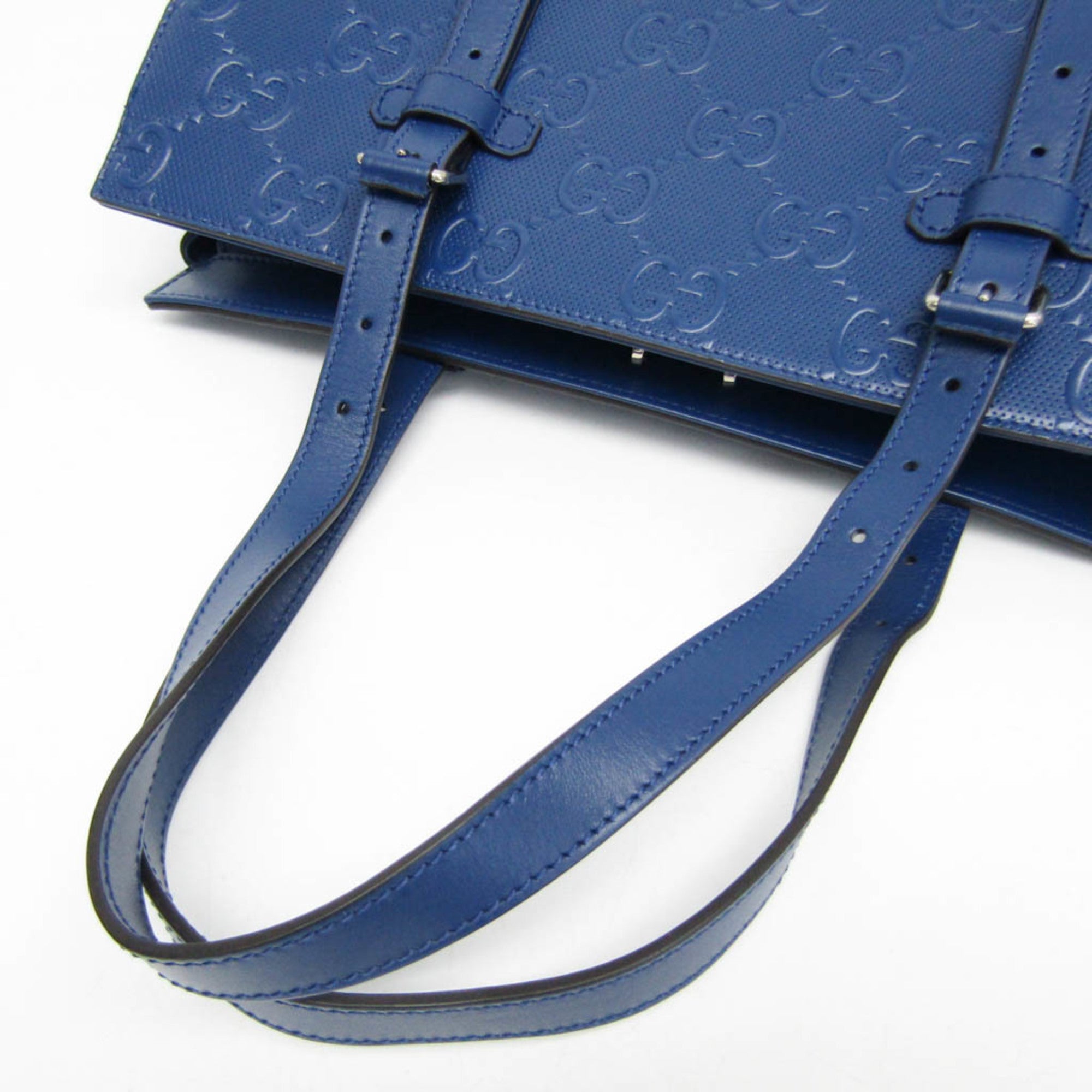 GCCI GG Embossed Tote 625774 Men's Leather Shoulder Bag,Tote Bag Blue