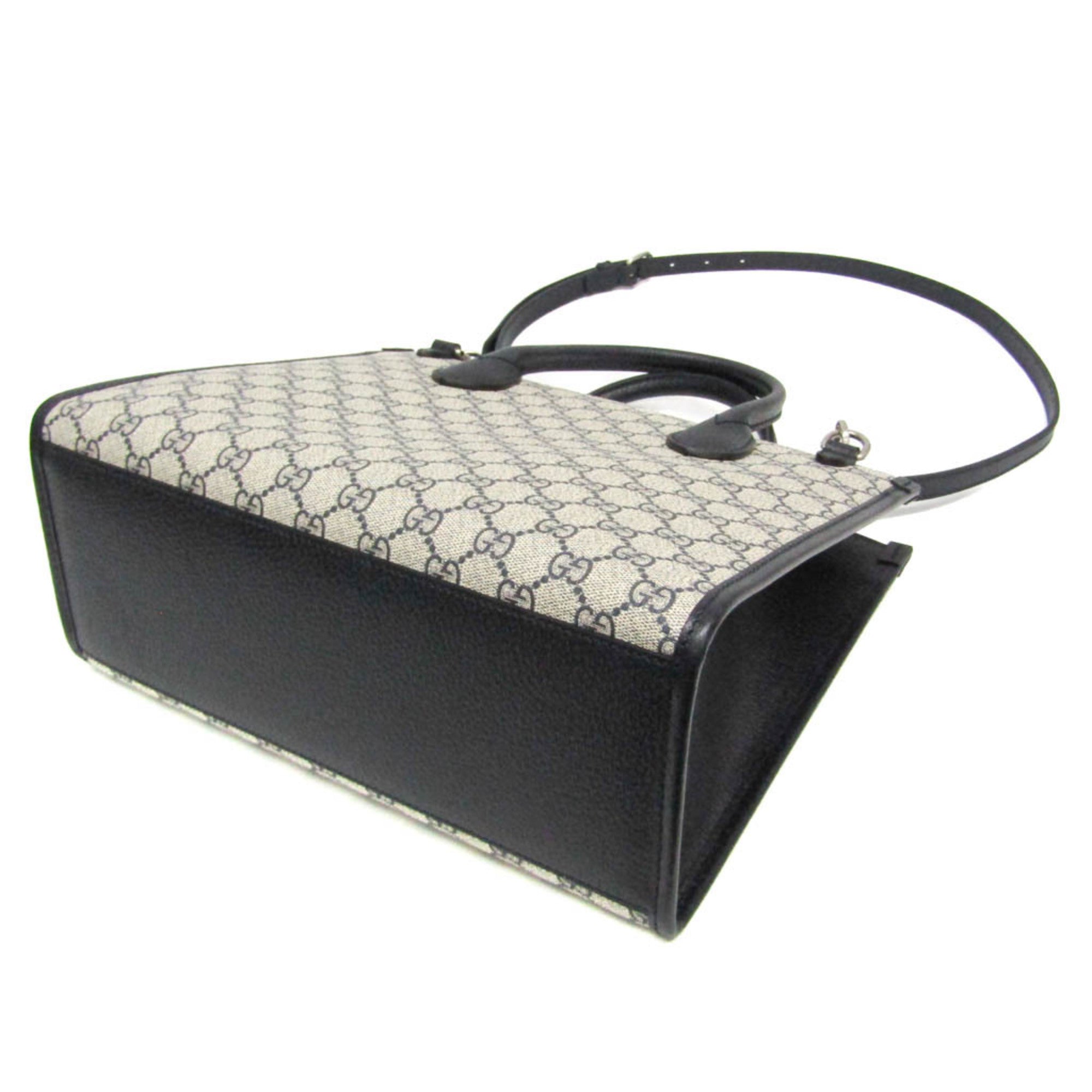 GCCI GG Small 659983 Women's Leather,PVC Handbag,Shoulder Bag Beige,Navy