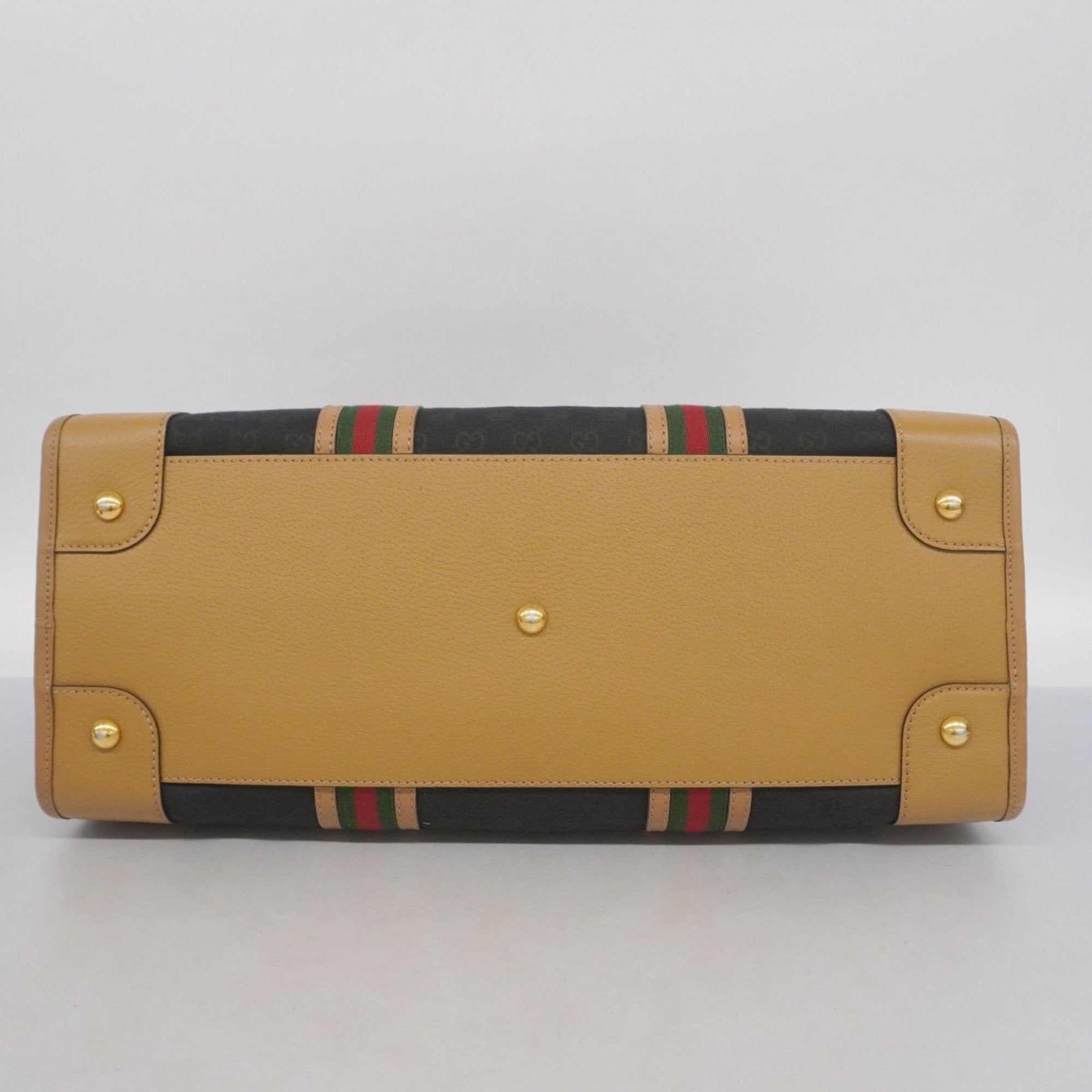 GCCI Boston Bag, GG Canvas, Sherry Line, 715773, Black and Beige, 2-Way Men's Women's