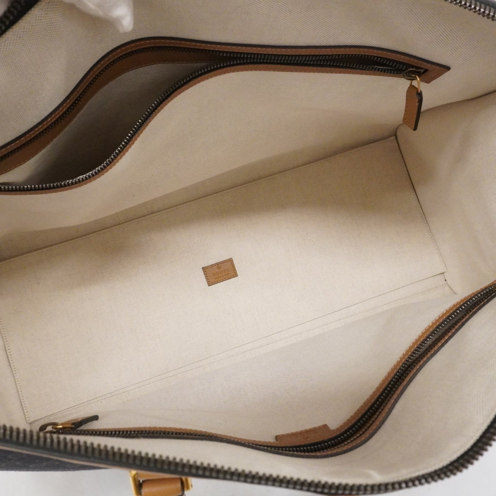 GCCI Boston Bag, GG Canvas, Sherry Line, 715773, Black and Beige, 2-Way Men's Women's