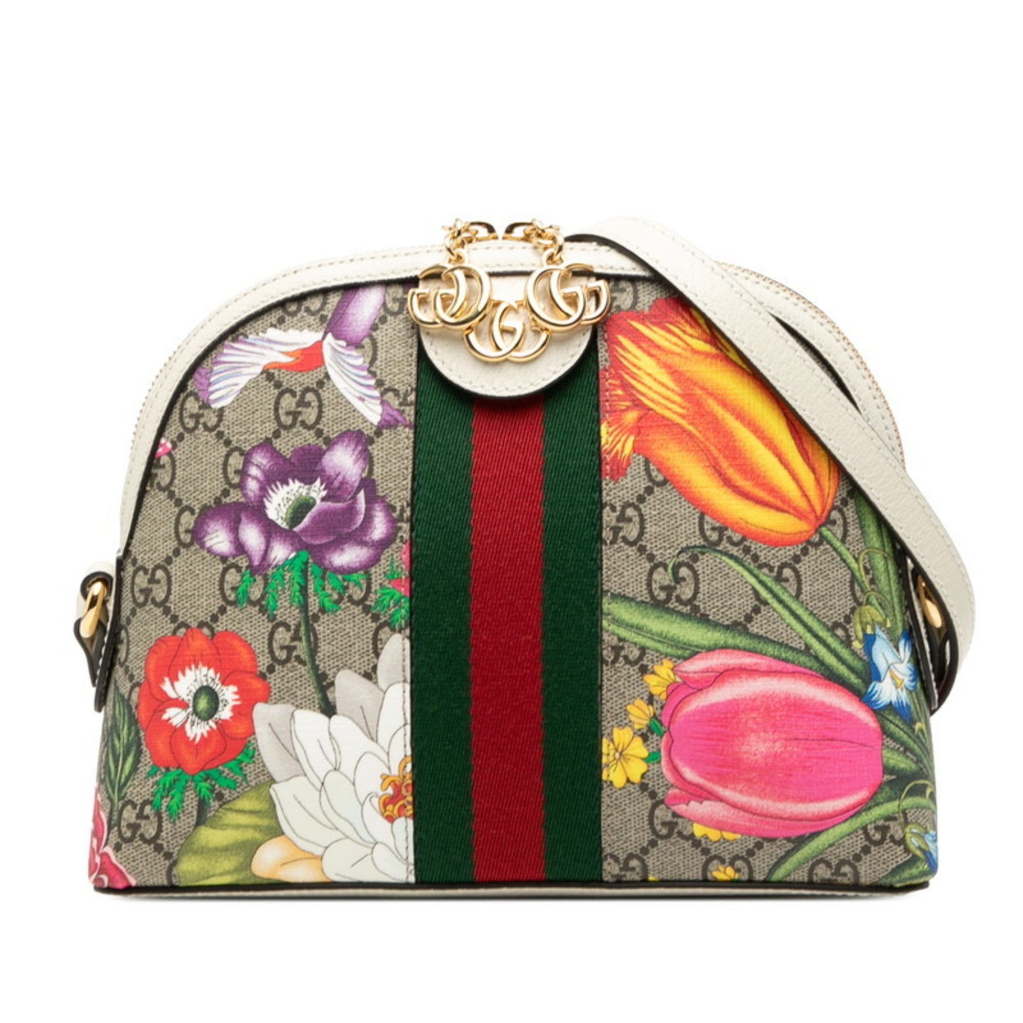GCCI GG Supreme Flora Sherry Line Crossbody Shoulder Bag 499621 Beige Epony Multicolor Leather Women's GUCCI