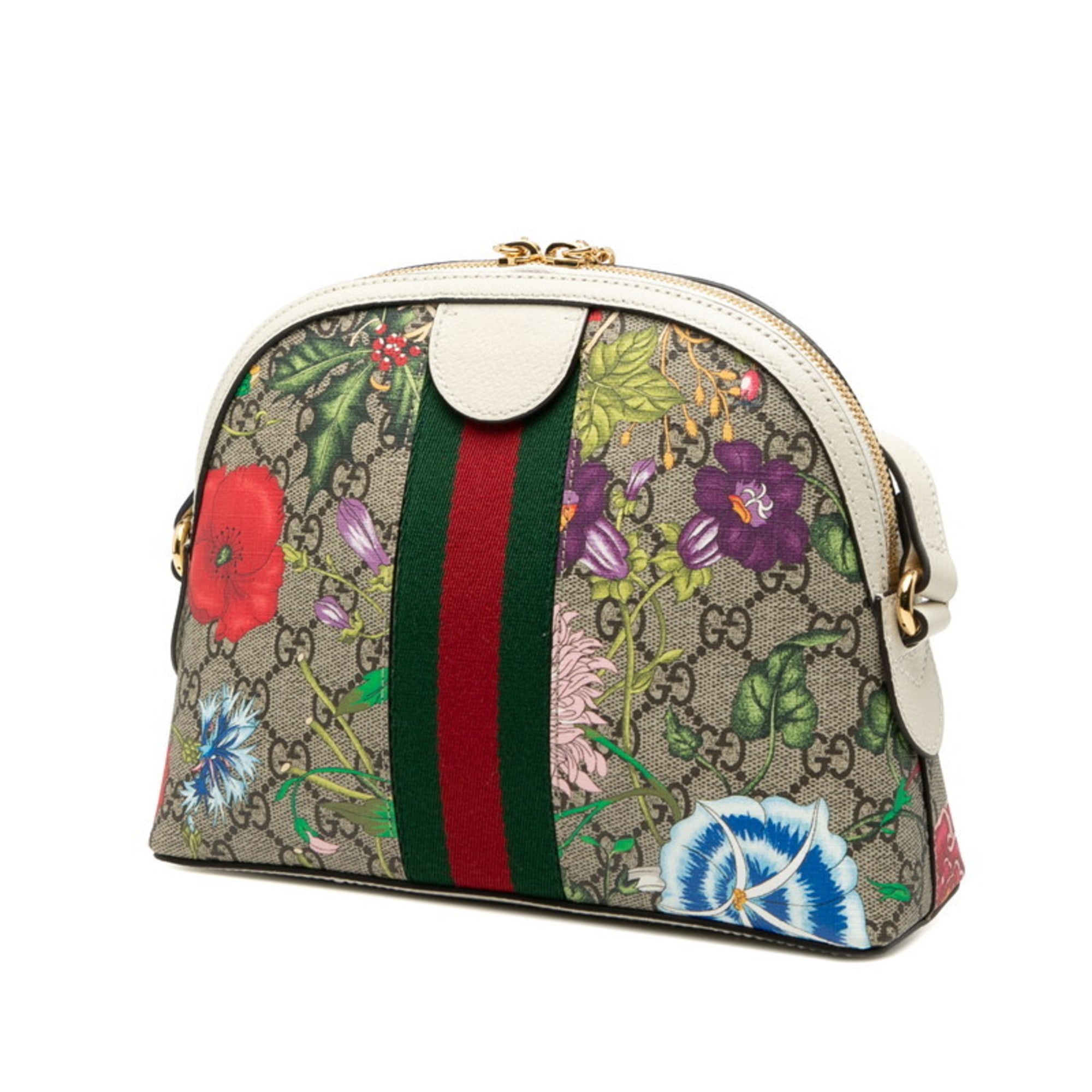 GCCI GG Supreme Flora Sherry Line Crossbody Shoulder Bag 499621 Beige Epony Multicolor Leather Women's GUCCI