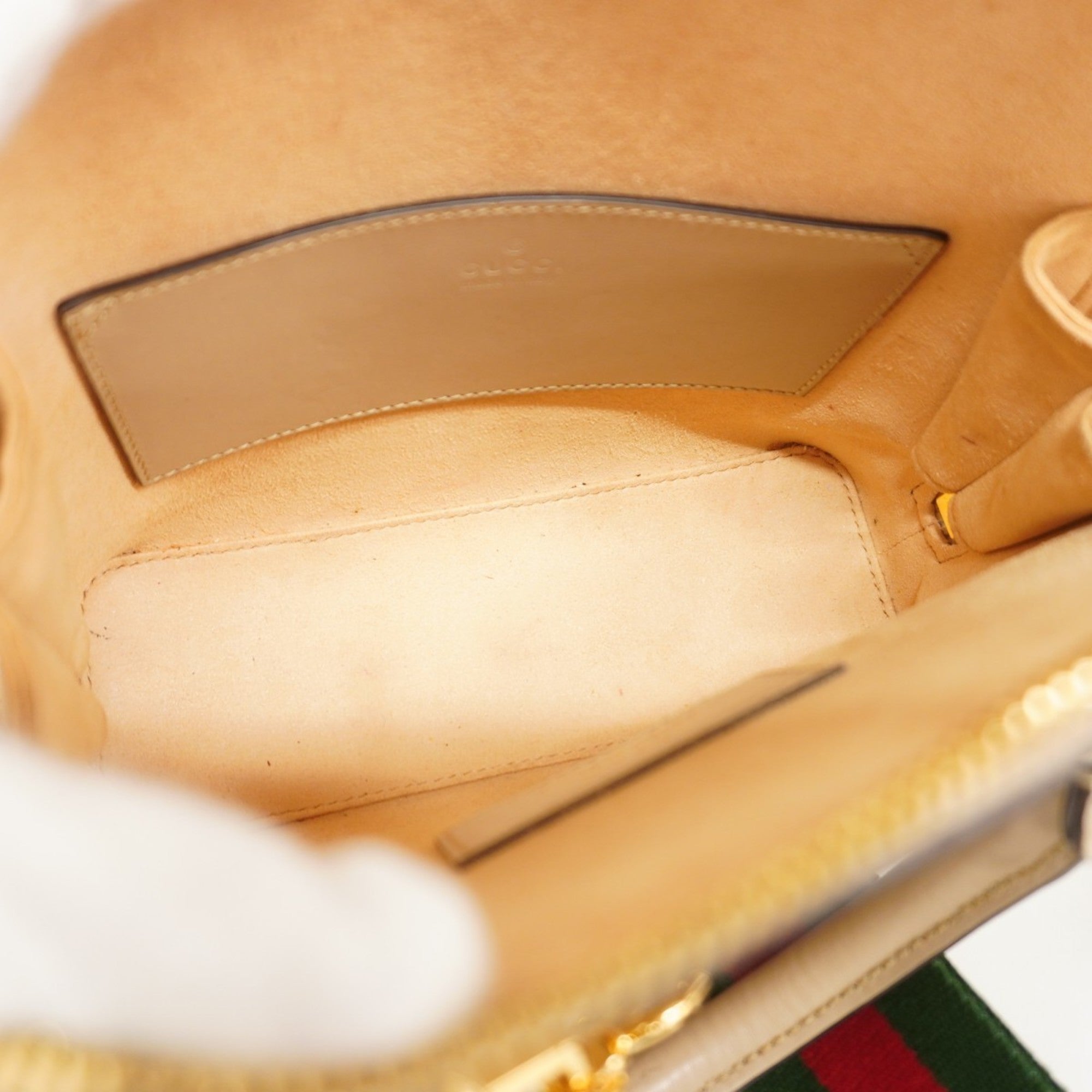 GCCI Handbag Sherry Line Horsebit 677212 Leather Beige 2-Way Bag for Women