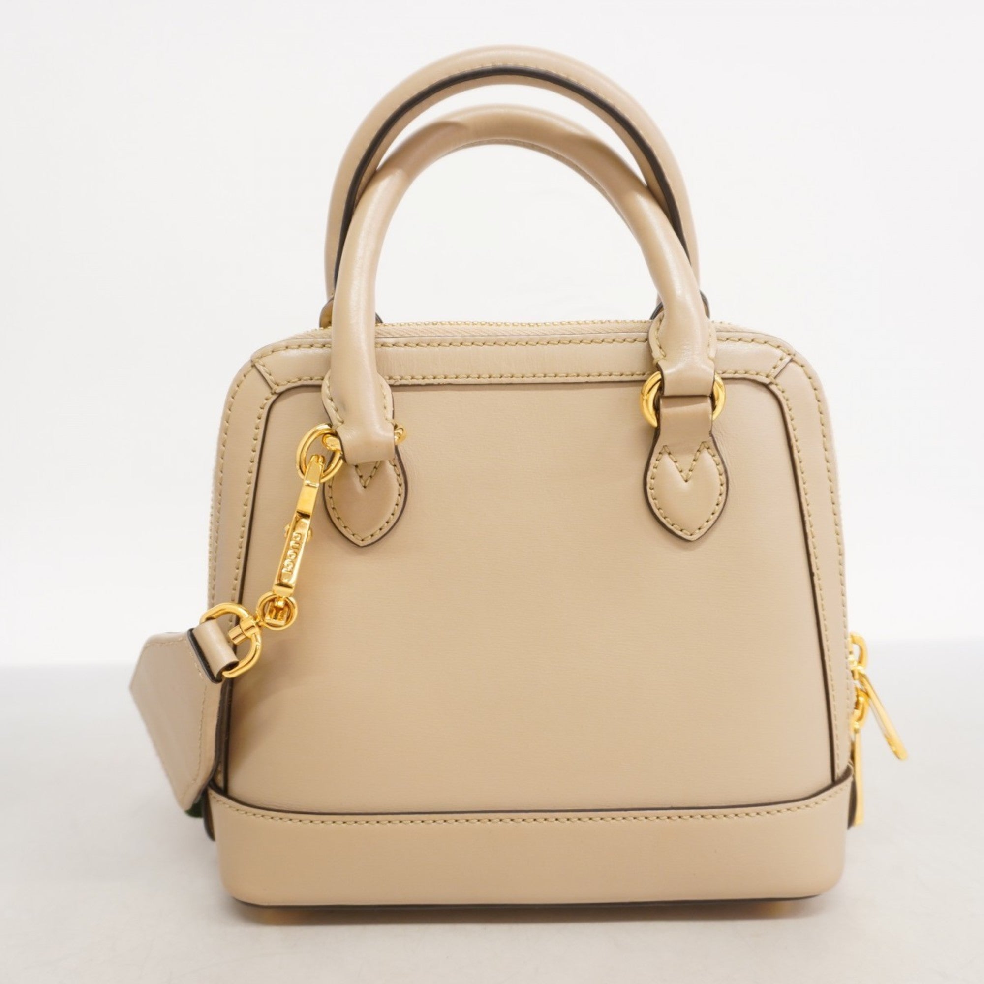 GCCI Handbag Sherry Line Horsebit 677212 Leather Beige 2-Way Bag for Women