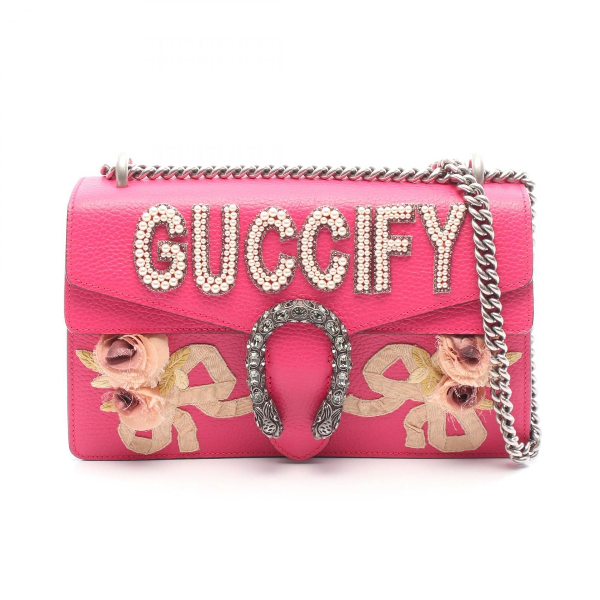 GCCI Dionysus Shoulder Bag, Leather, Women's, Pink, 400249