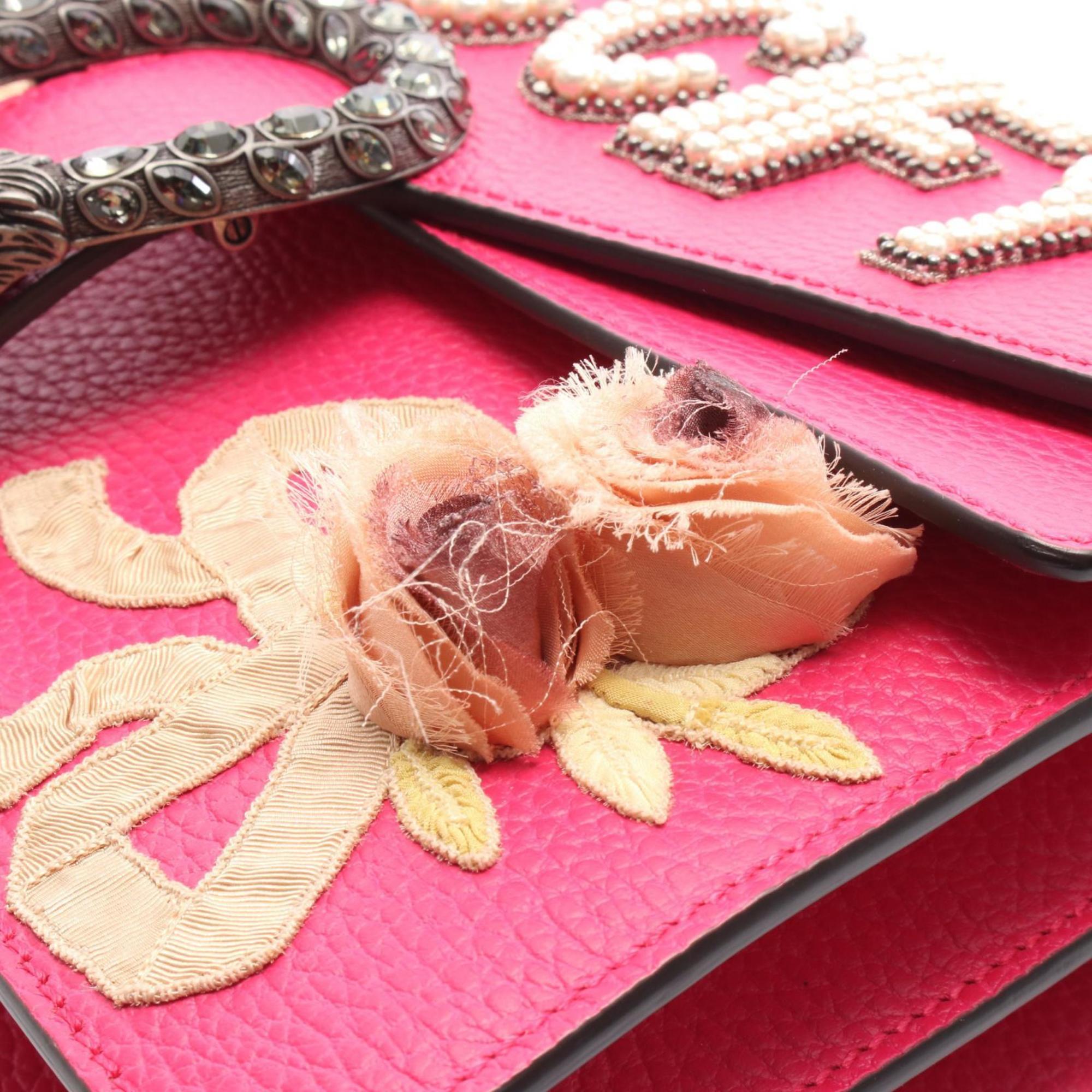 GCCI Dionysus Shoulder Bag, Leather, Women's, Pink, 400249