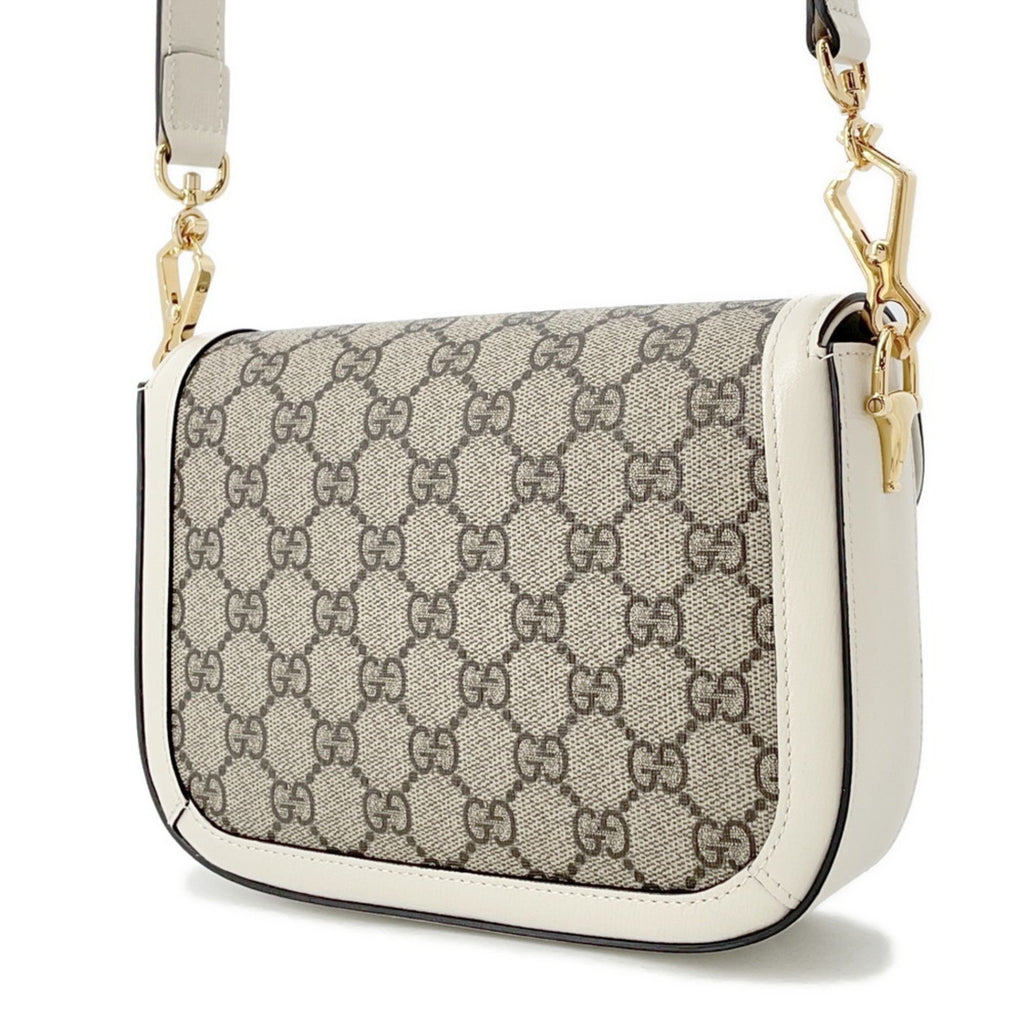 GCCI Horsebit GG Supreme Leather Shoulder Bag 658574 GUCCI White