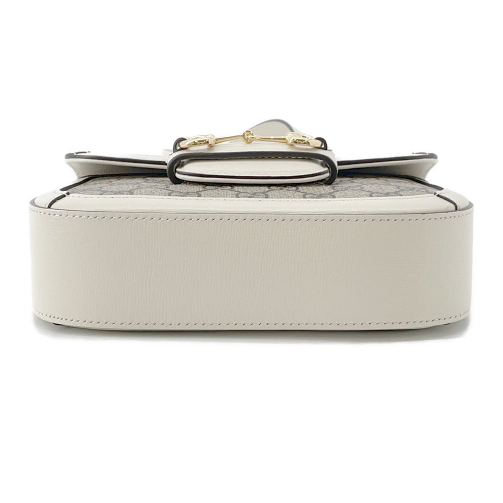 GCCI Horsebit GG Supreme Leather Shoulder Bag 658574 GUCCI White