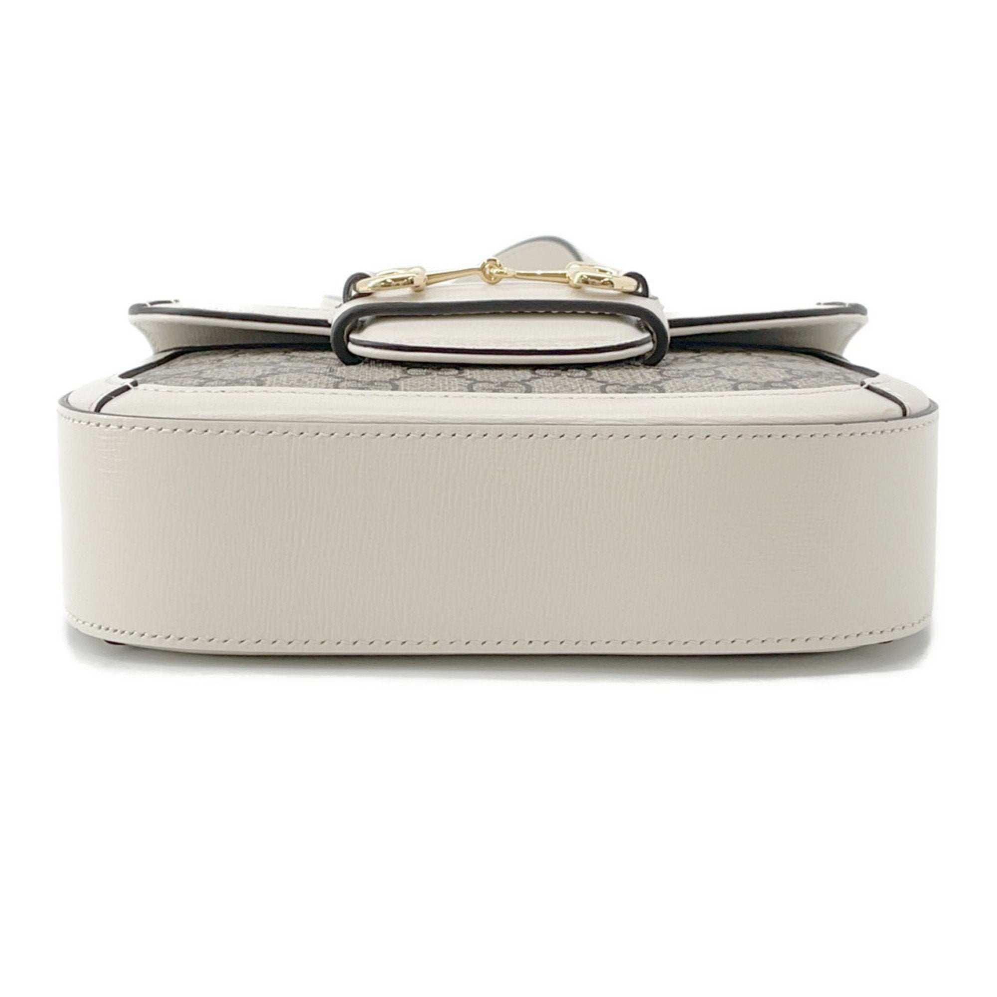 GCCI Horsebit GG Supreme Leather Shoulder Bag 658574 GUCCI White