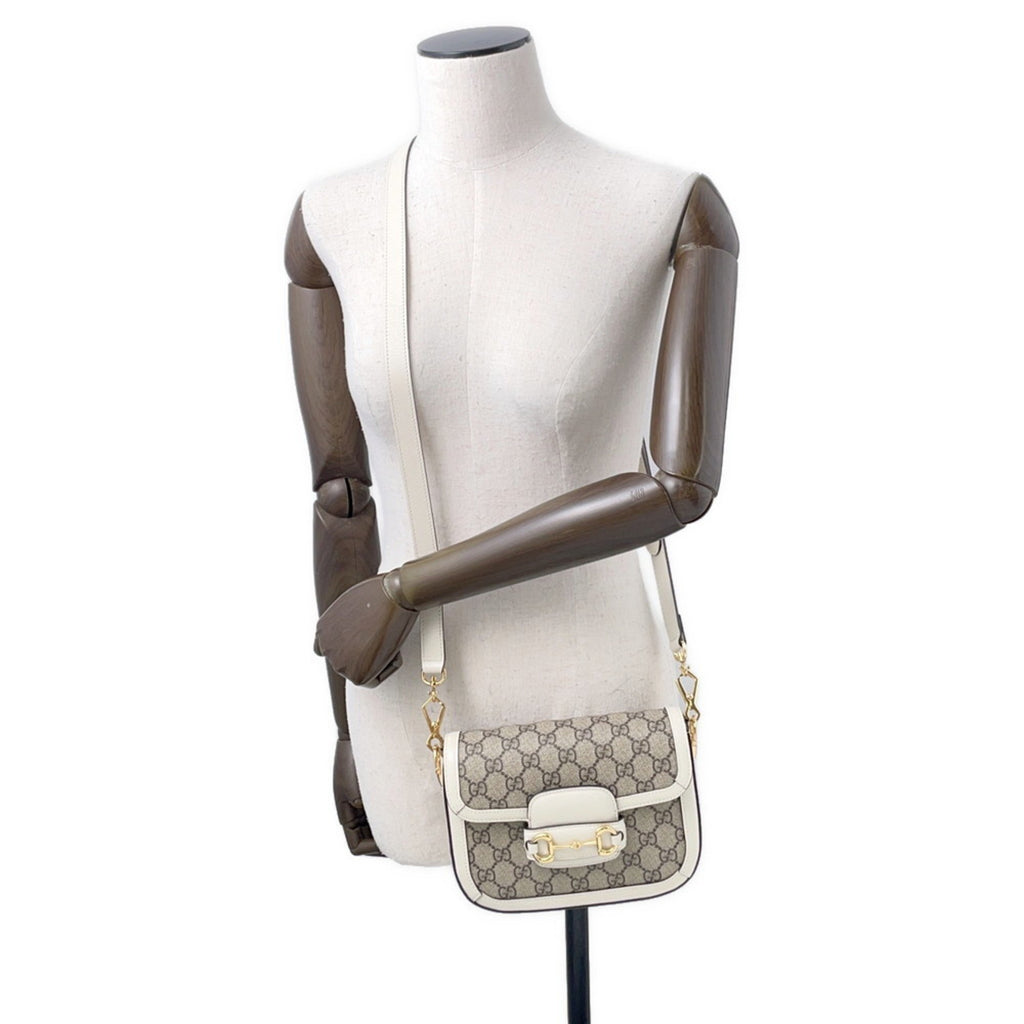 GCCI Horsebit GG Supreme Leather Shoulder Bag 658574 GUCCI White