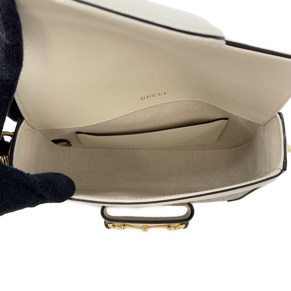 GCCI Horsebit GG Supreme Leather Shoulder Bag 658574 GUCCI White