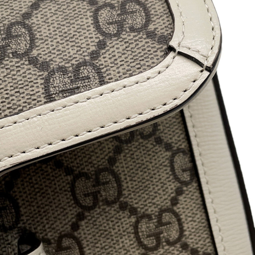 GCCI Horsebit GG Supreme Leather Shoulder Bag 658574 GUCCI White
