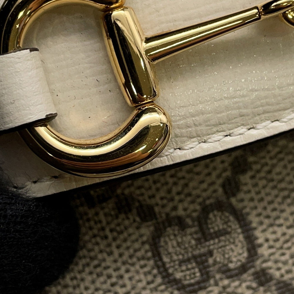 GCCI Horsebit GG Supreme Leather Shoulder Bag 658574 GUCCI White