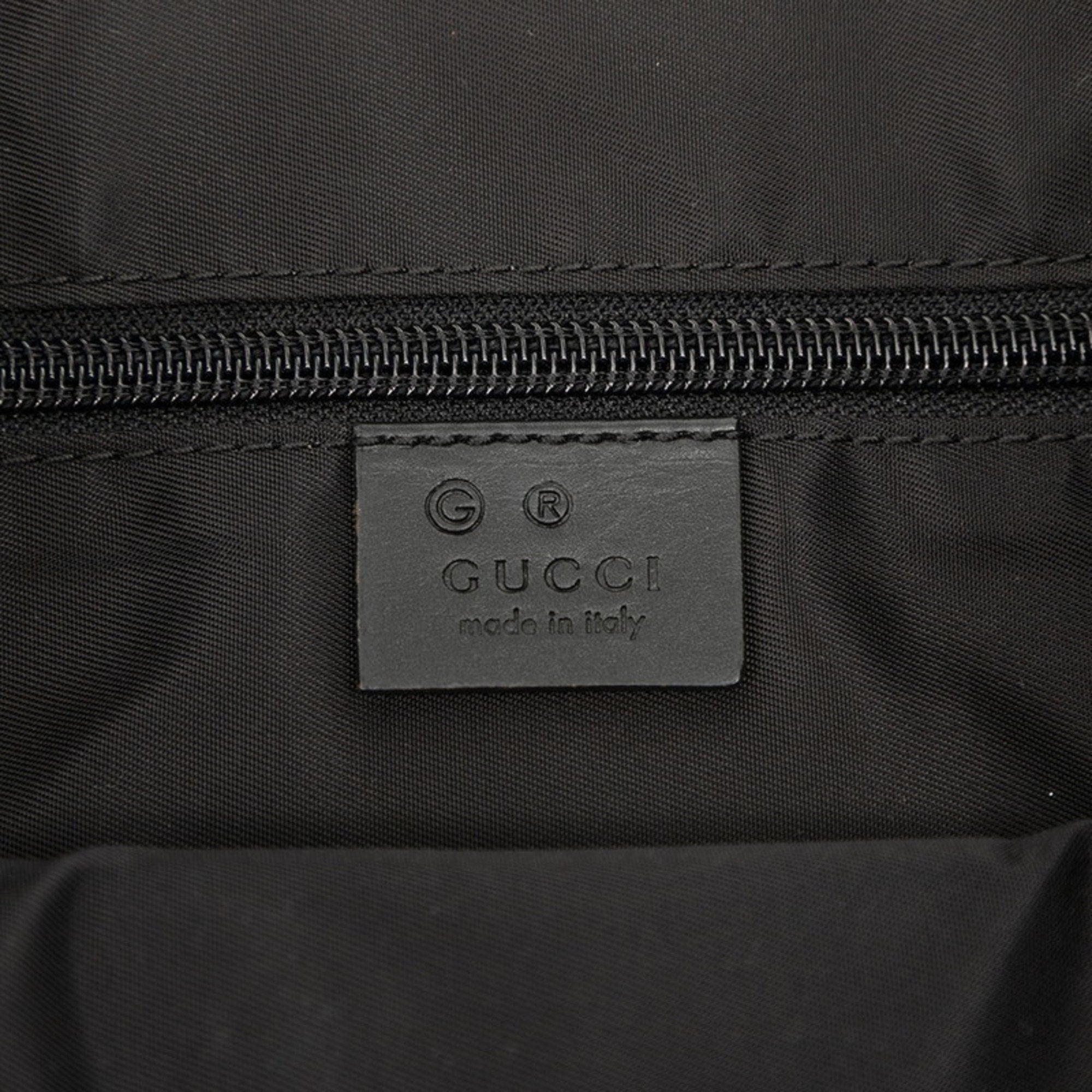 GCCI Sherry Line Tote Bag/Shoulder Bag, 2-Way, 630923, Black Nylon and Leather, Women's, GUCCI