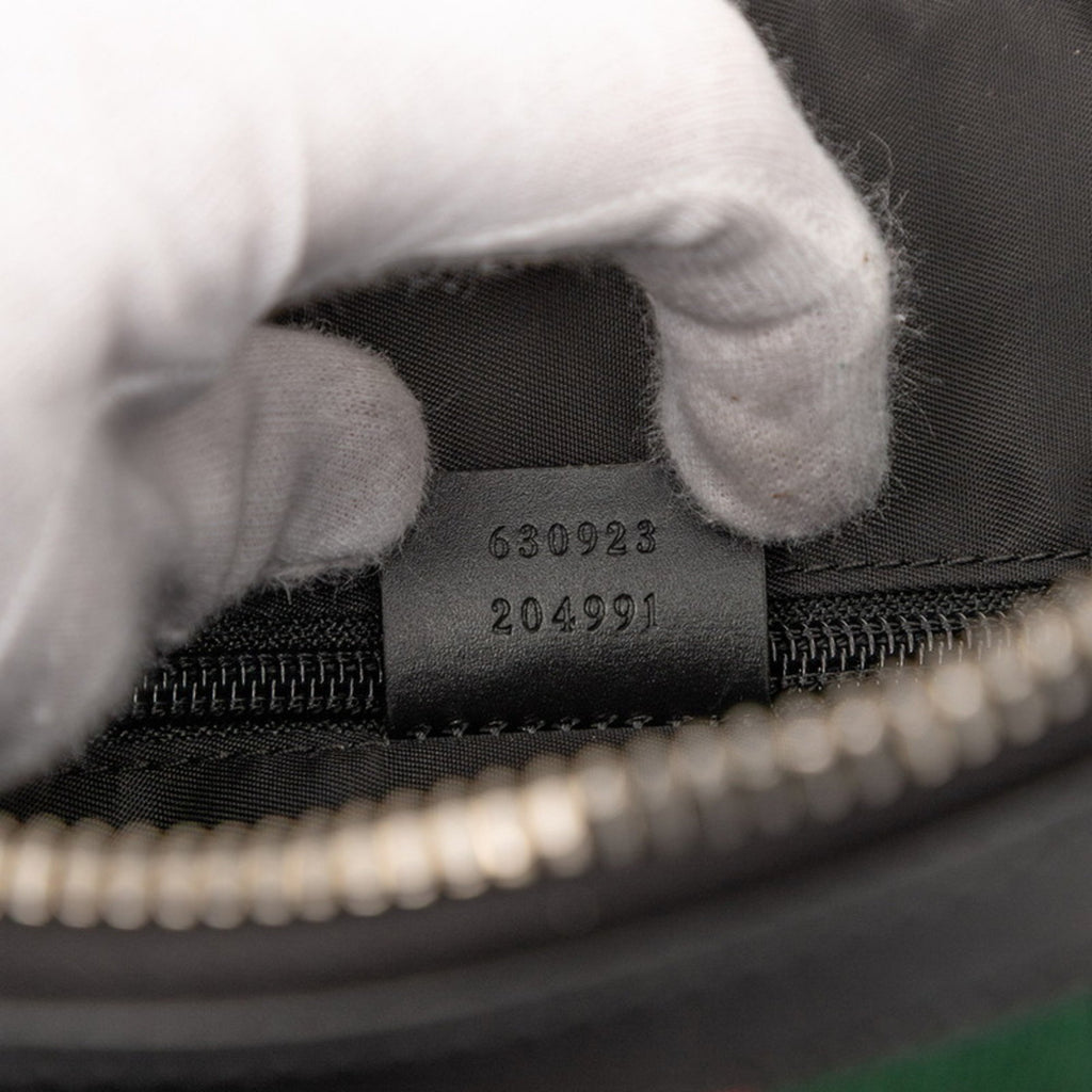 GCCI Sherry Line Tote Bag/Shoulder Bag, 2-Way, 630923, Black Nylon and Leather, Women's, GUCCI