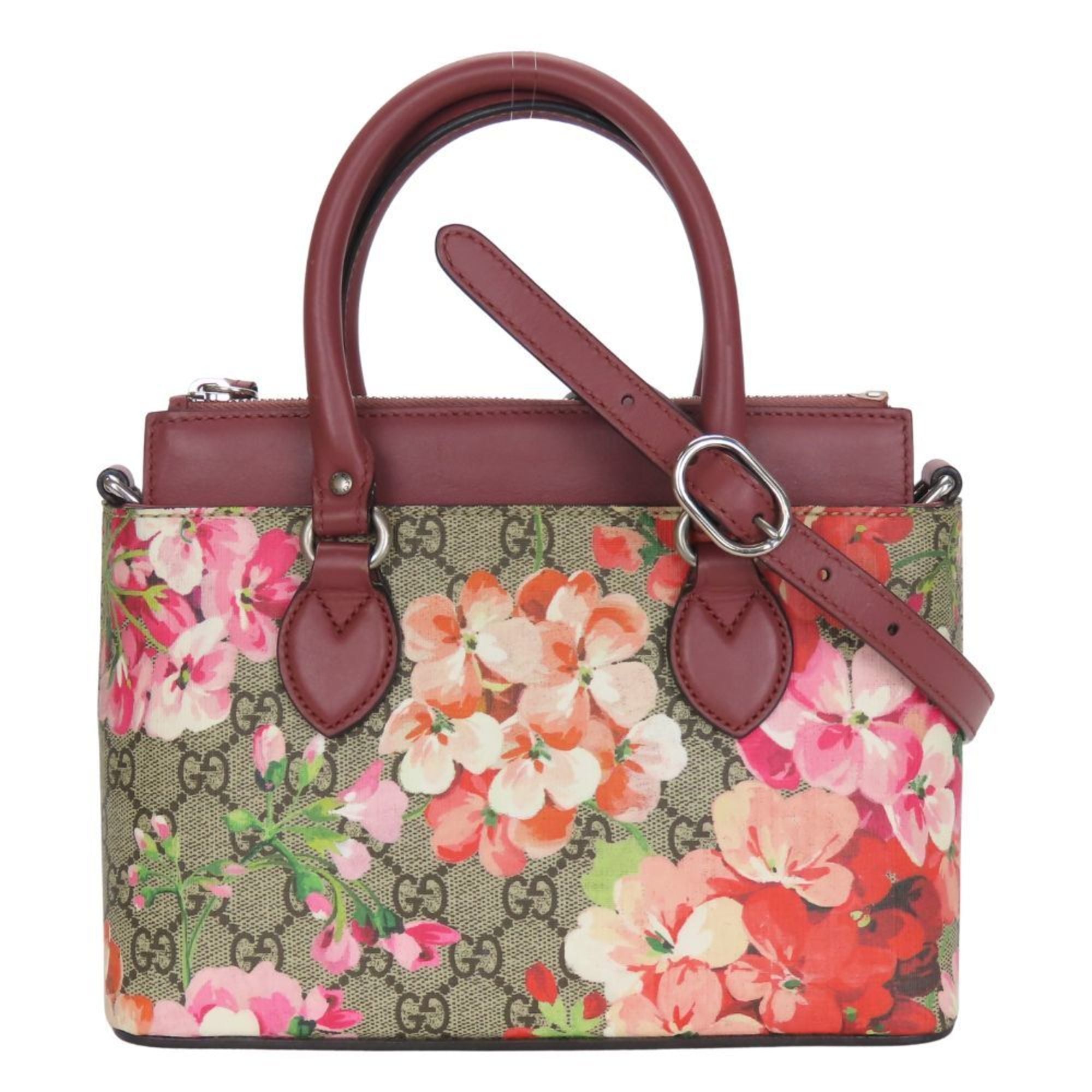 GCCI handbag 453177 GG Blooms Mini Supreme canvas beige red pink flower women's GUCCI