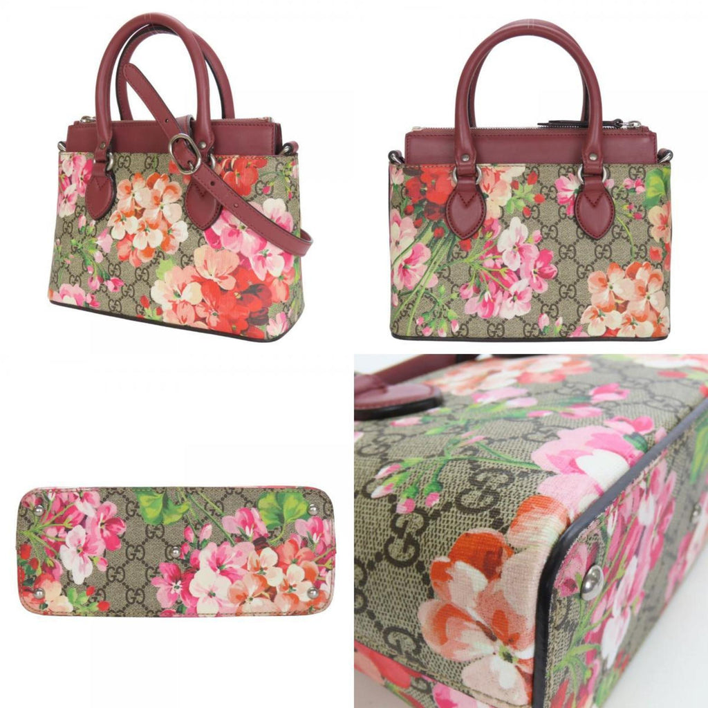 GCCI handbag 453177 GG Blooms Mini Supreme canvas beige red pink flower women's GUCCI