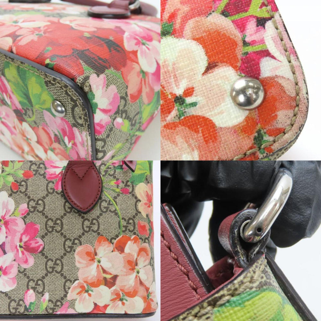 GCCI handbag 453177 GG Blooms Mini Supreme canvas beige red pink flower women's GUCCI