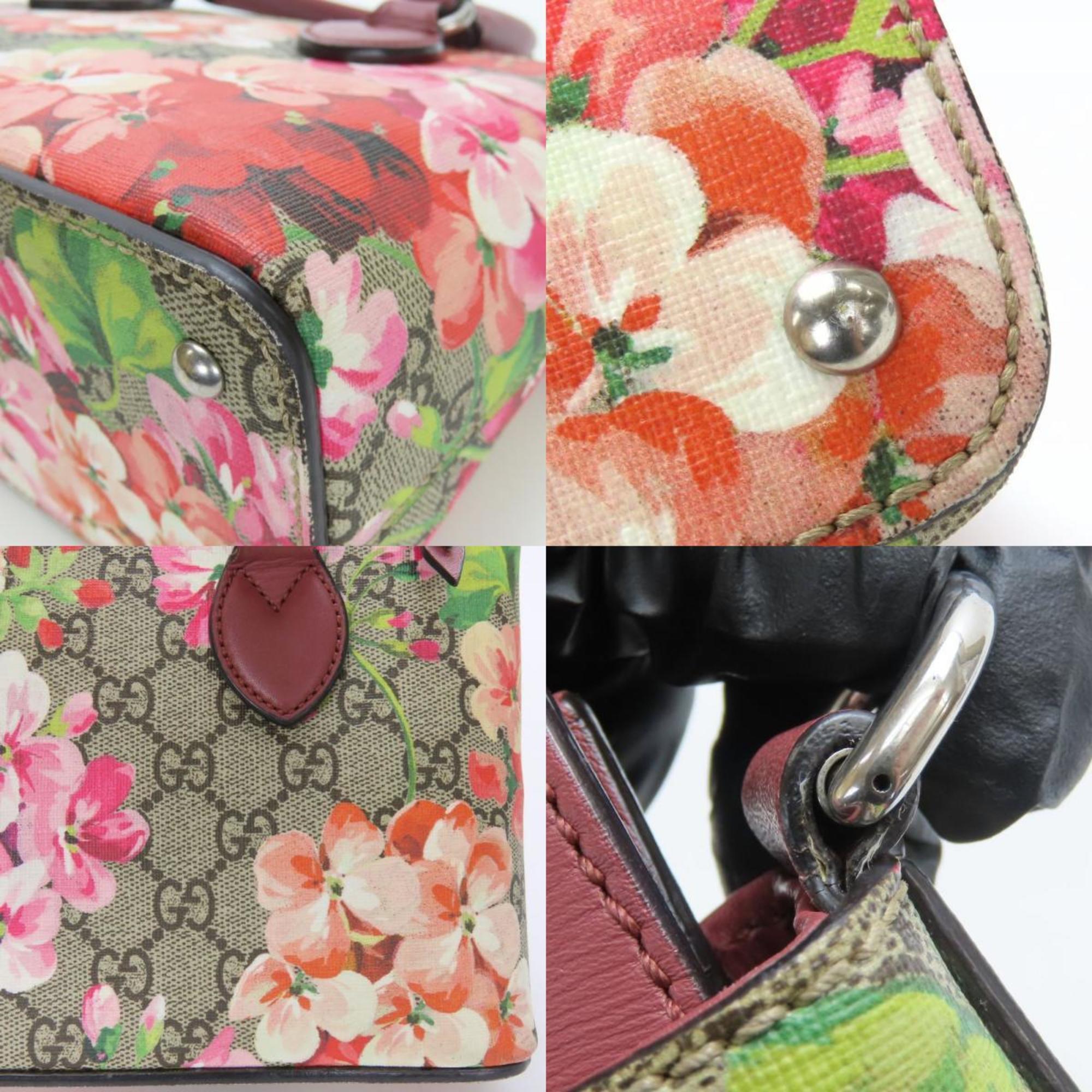 GCCI handbag 453177 GG Blooms Mini Supreme canvas beige red pink flower women's GUCCI