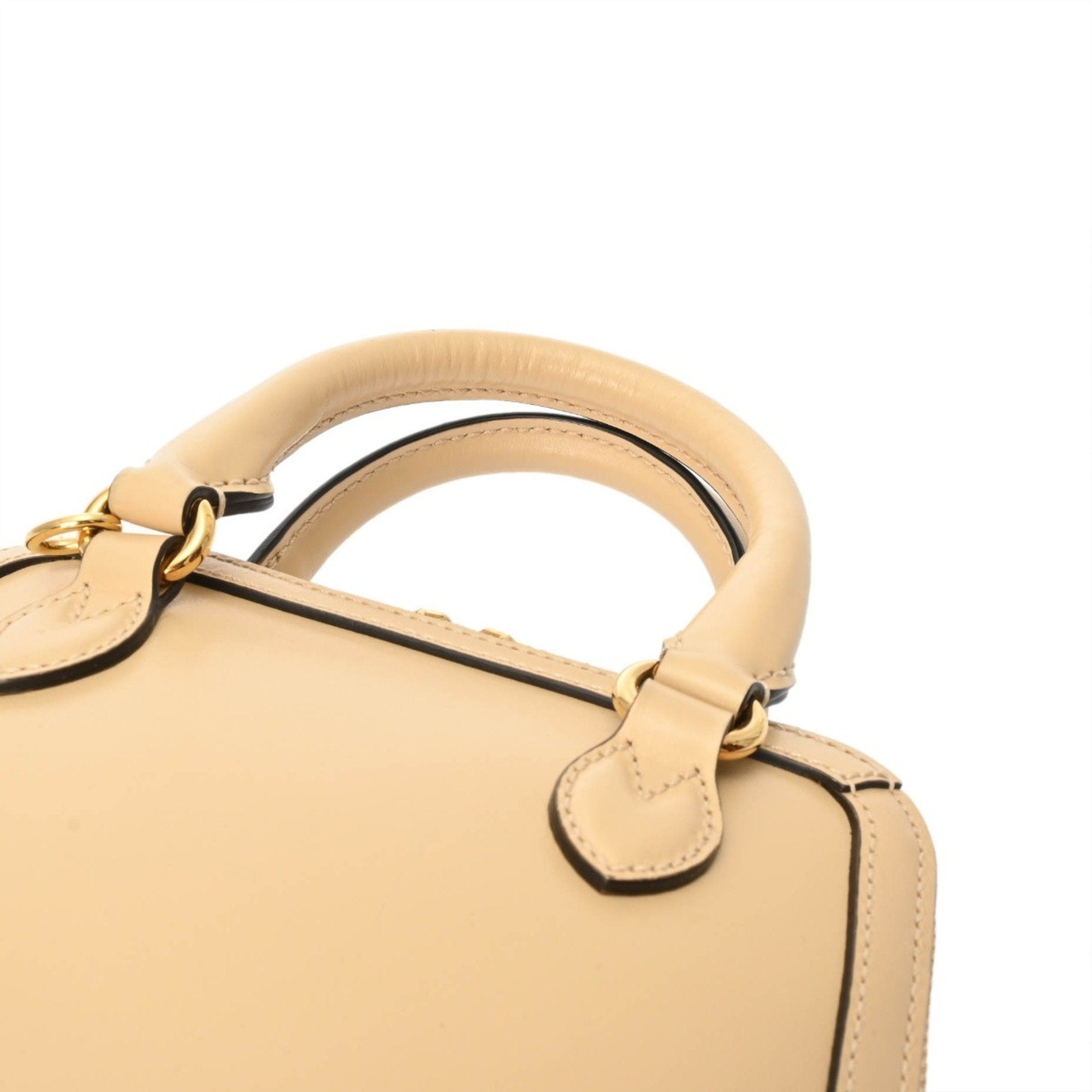 GCCI Mini Horsebit 1955 Top Handle Bag, Beige, 640716, Women's Calfskin Handbag, AB Grade, Pre-owned, Ginzo