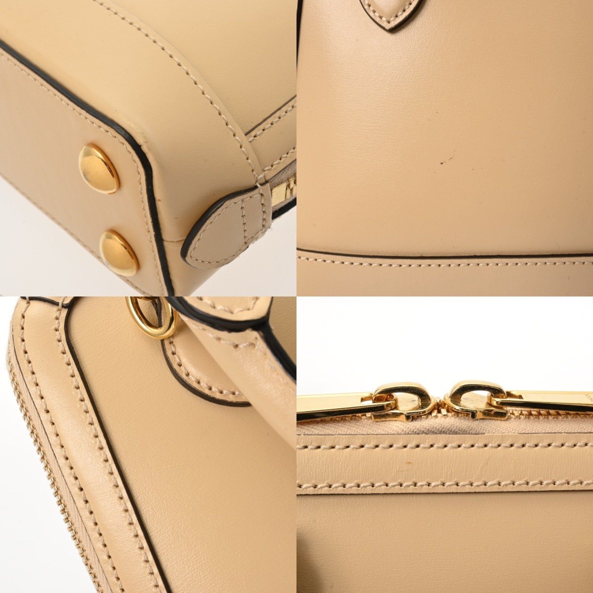 GCCI Mini Horsebit 1955 Top Handle Bag, Beige, 640716, Women's Calfskin Handbag, AB Grade, Pre-owned, Ginzo