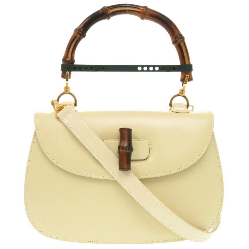 GCCI Bamboo 000 1364 0633 Leather White Handbag 0703GUCCI