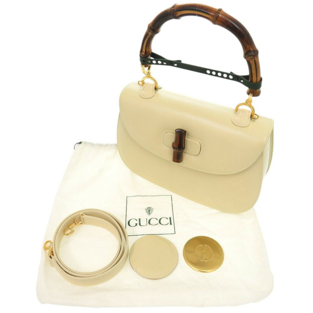GCCI Bamboo 000 1364 0633 Leather White Handbag 0703GUCCI