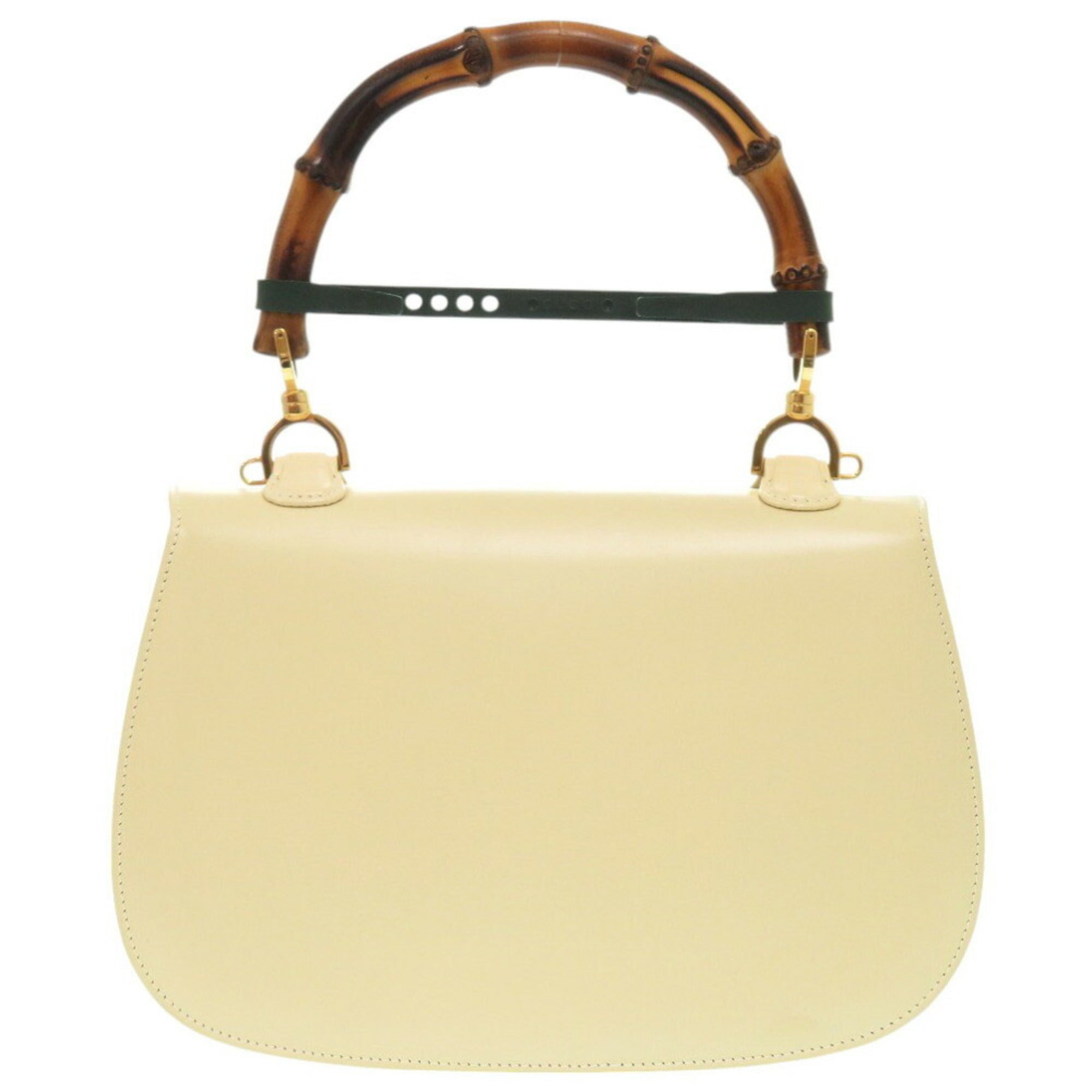 GCCI Bamboo 000 1364 0633 Leather White Handbag 0703GUCCI