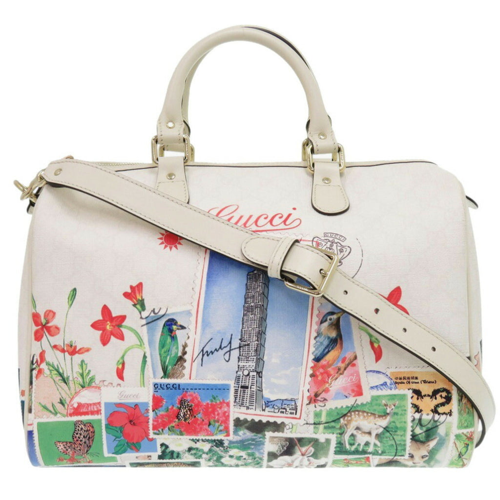 GCCI Like new Gucci TAIPEI Limited Edition 101 310085 white leather Boston bag (0173GUCCI)