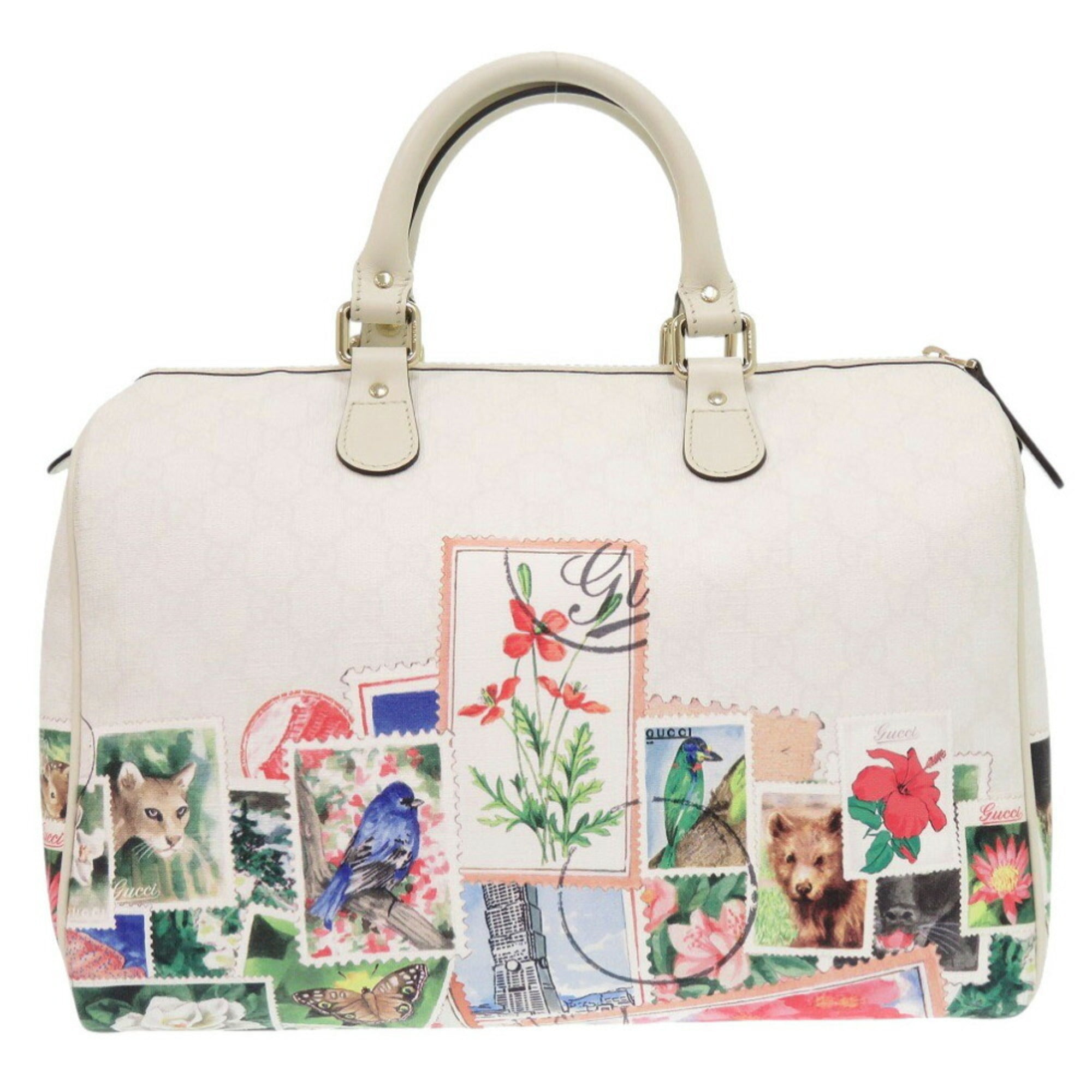 GCCI Like new Gucci TAIPEI Limited Edition 101 310085 white leather Boston bag (0173GUCCI)