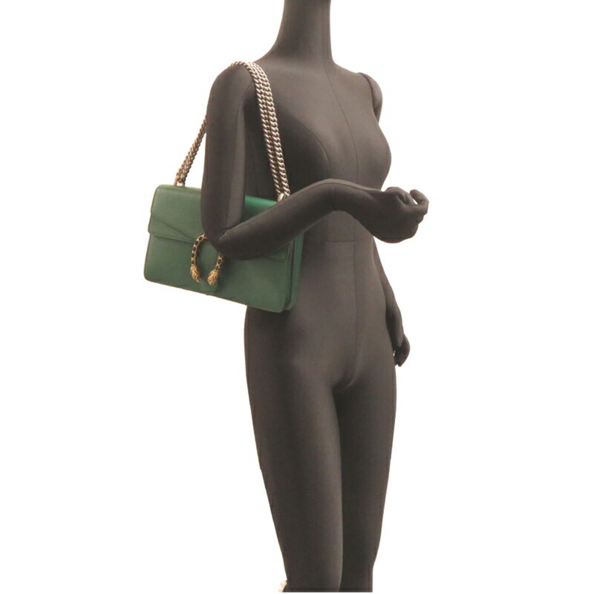 GCCI Dionysus Chain Shoulder Bag 400249 in Green Leather