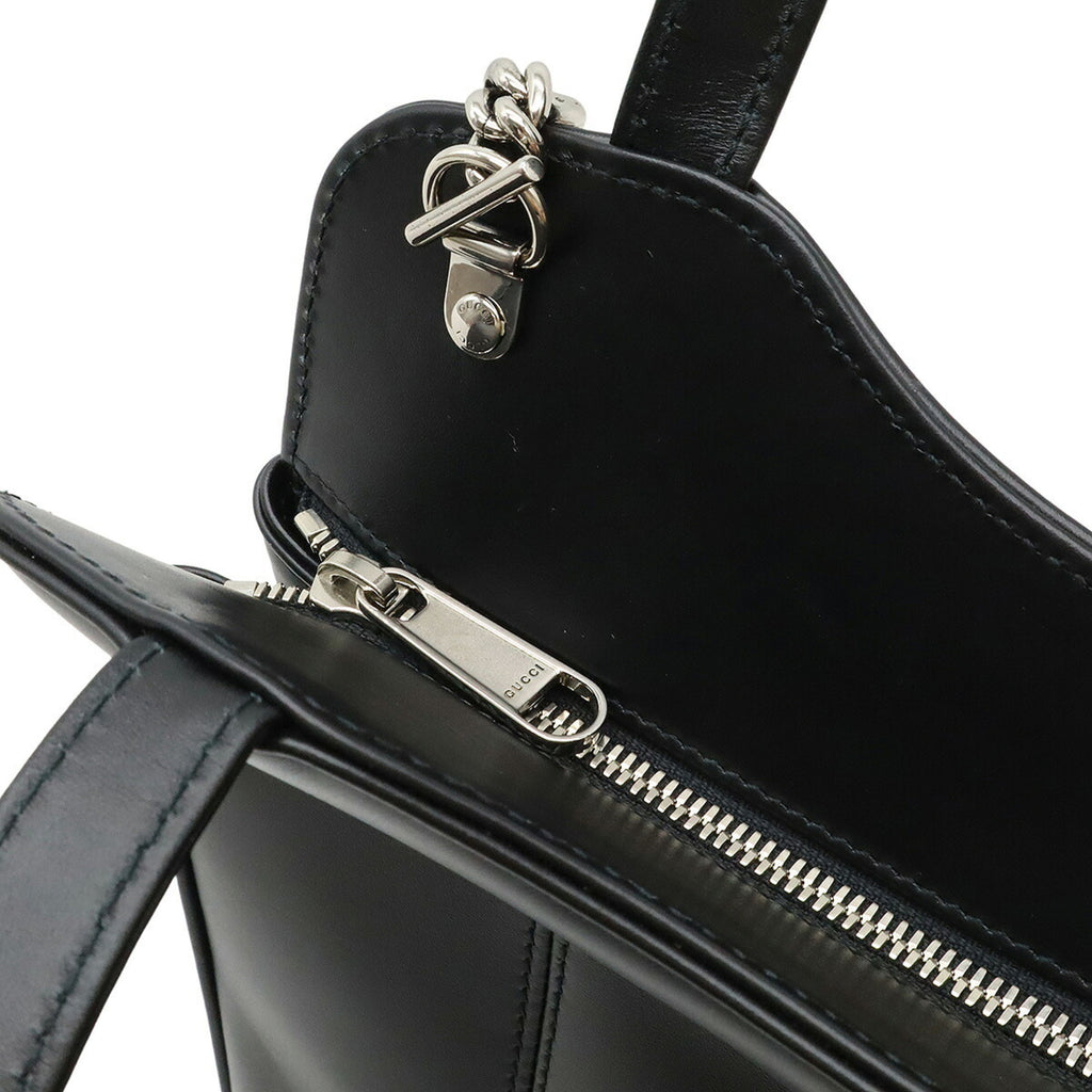 GCCI Petit GG Tote Bag, Shoulder Handbag, Leather, Black, 745911