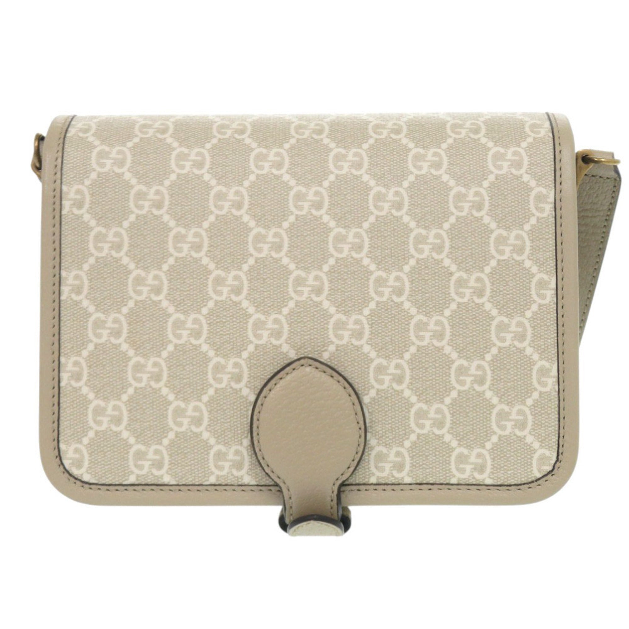 GCCI Like new Gucci Interlocking G 671620 GG Supreme Canvas Beige Shoulder Bag 1188 GUCCI