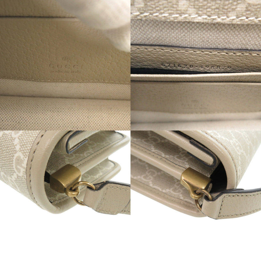 GCCI Like new Gucci Interlocking G 671620 GG Supreme Canvas Beige Shoulder Bag 1188 GUCCI