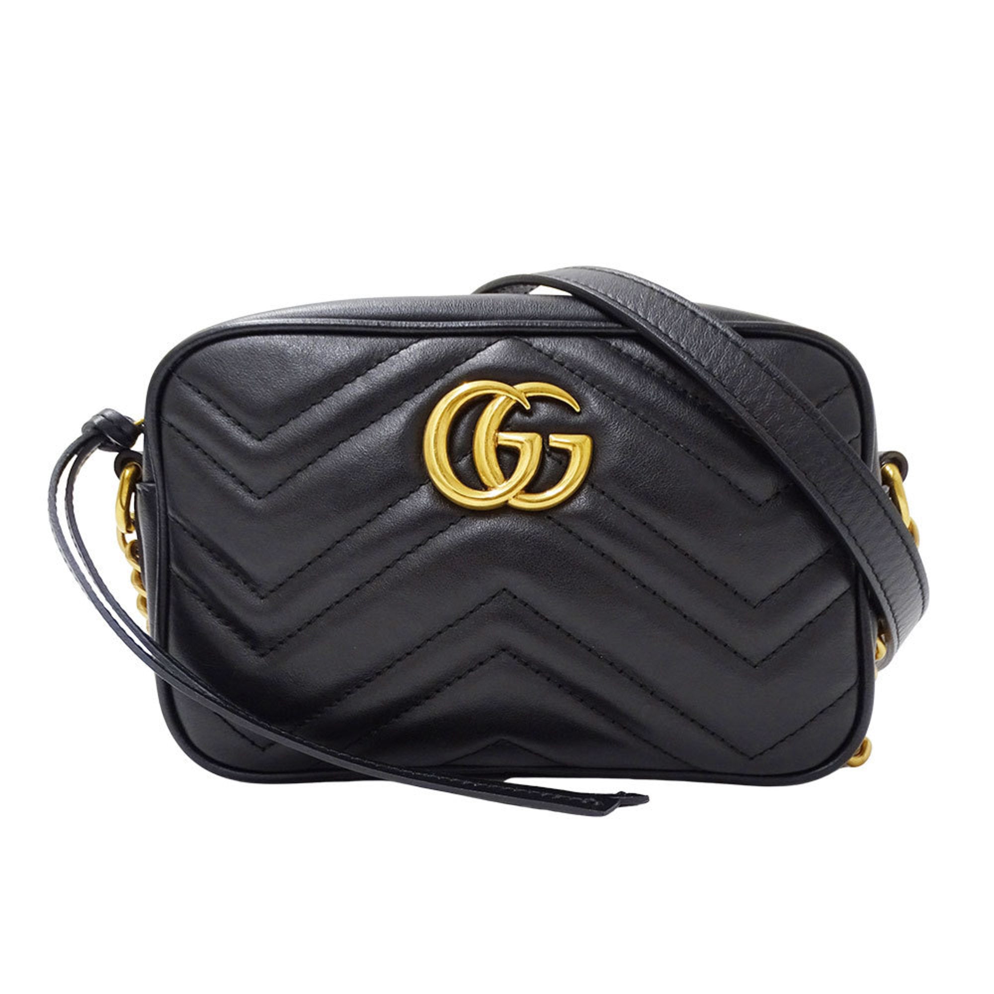 GCCI GG Marmont Mini Camera Bag in Black, 448065, Women's Leather Shoulder with Quilted Logo and Crossbody Design