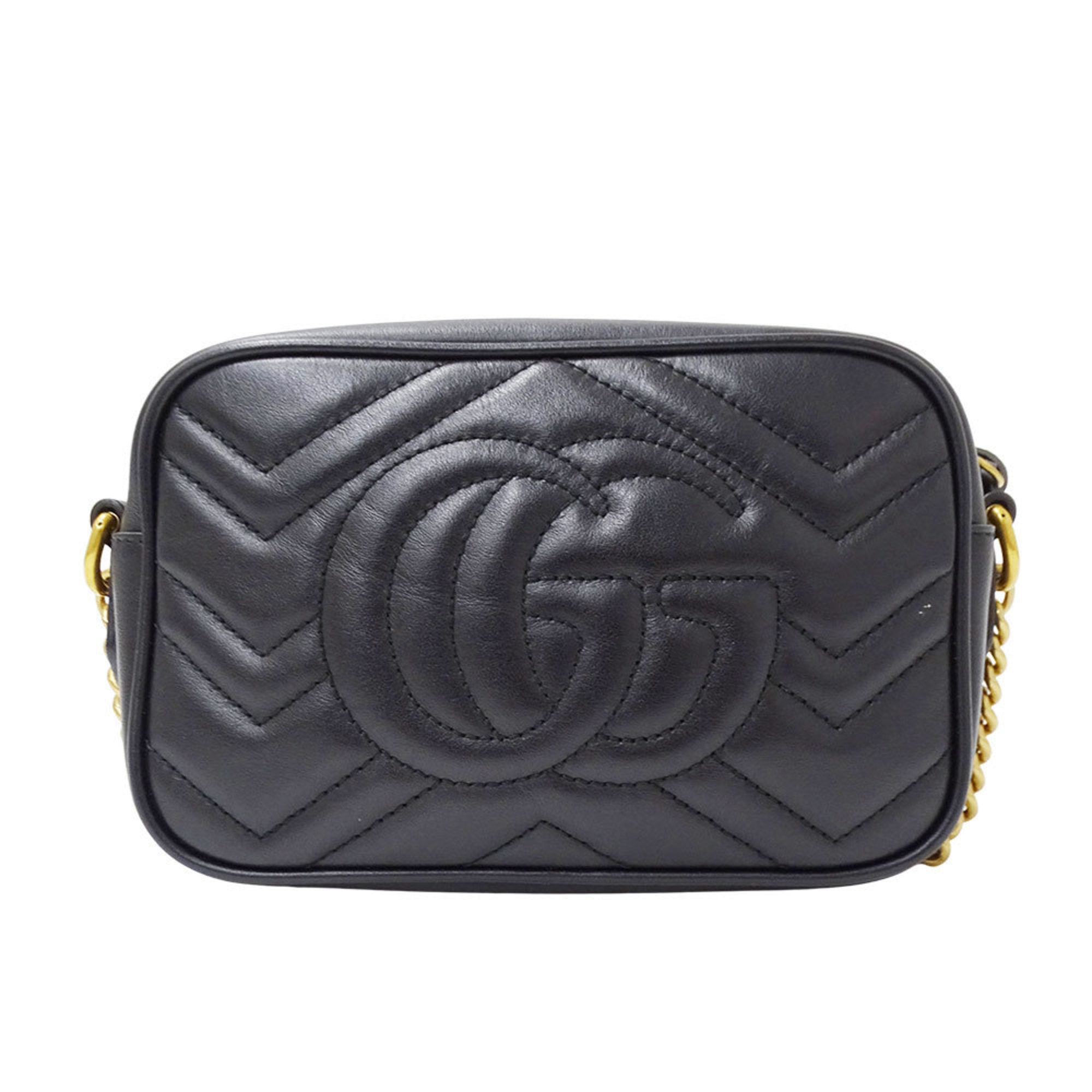 GCCI GG Marmont Mini Camera Bag in Black, 448065, Women's Leather Shoulder with Quilted Logo and Crossbody Design