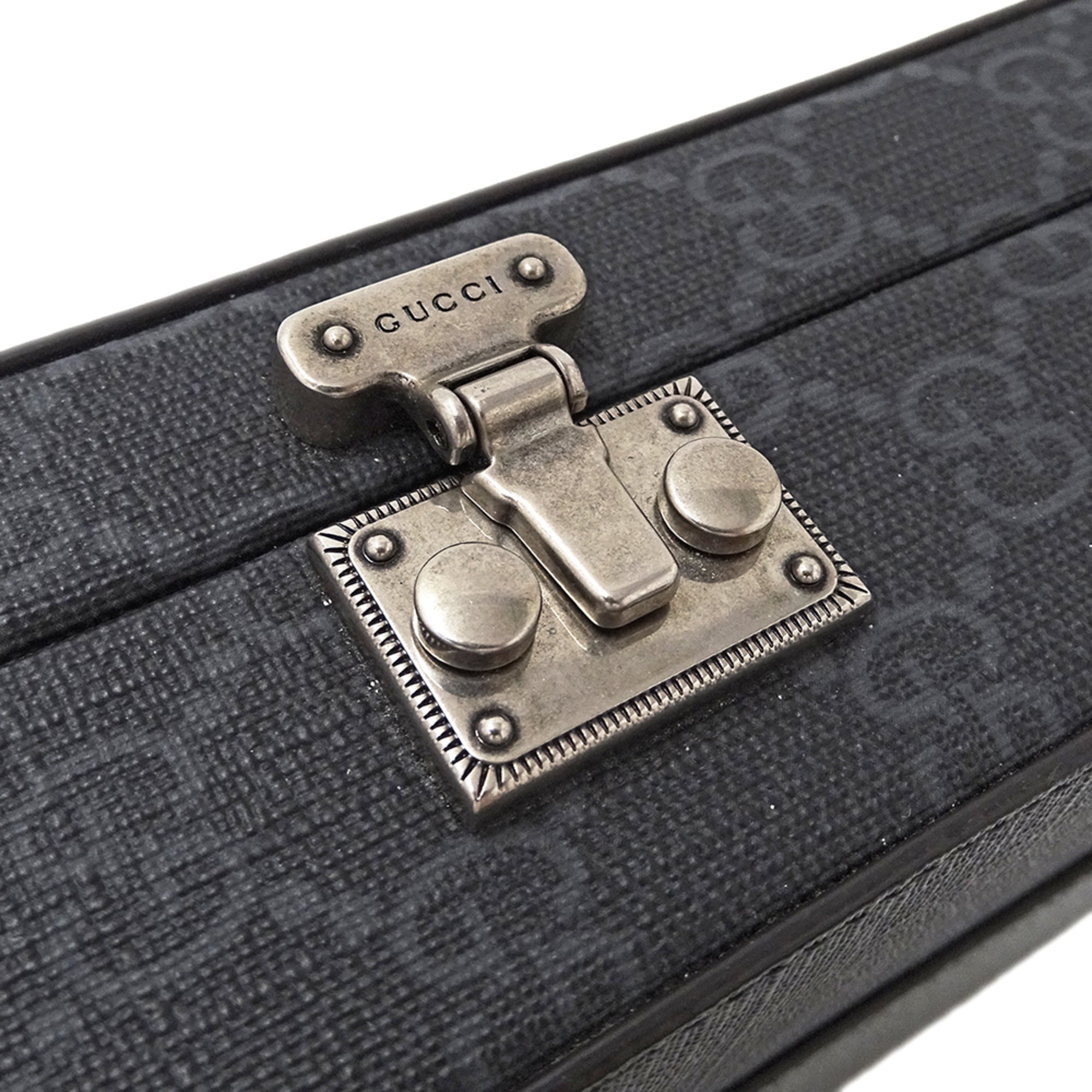 GCCI  Men's Shoulder Bag with Cutout Interlocking G GG Supreme Design in Black and Gray (725341) - Small Mini Bag, Crossbody