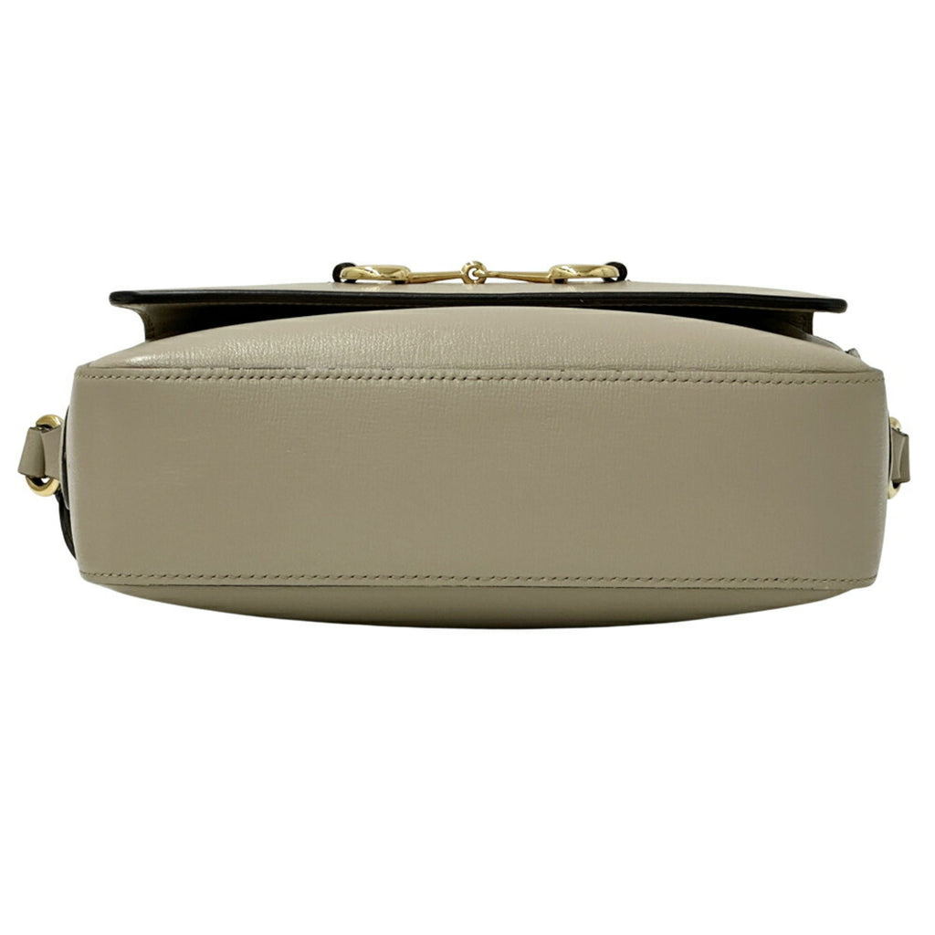 GCCI Horsebit Shoulder Bag in Beige and Gold Leather (645454) for Women, Japan Exclusive