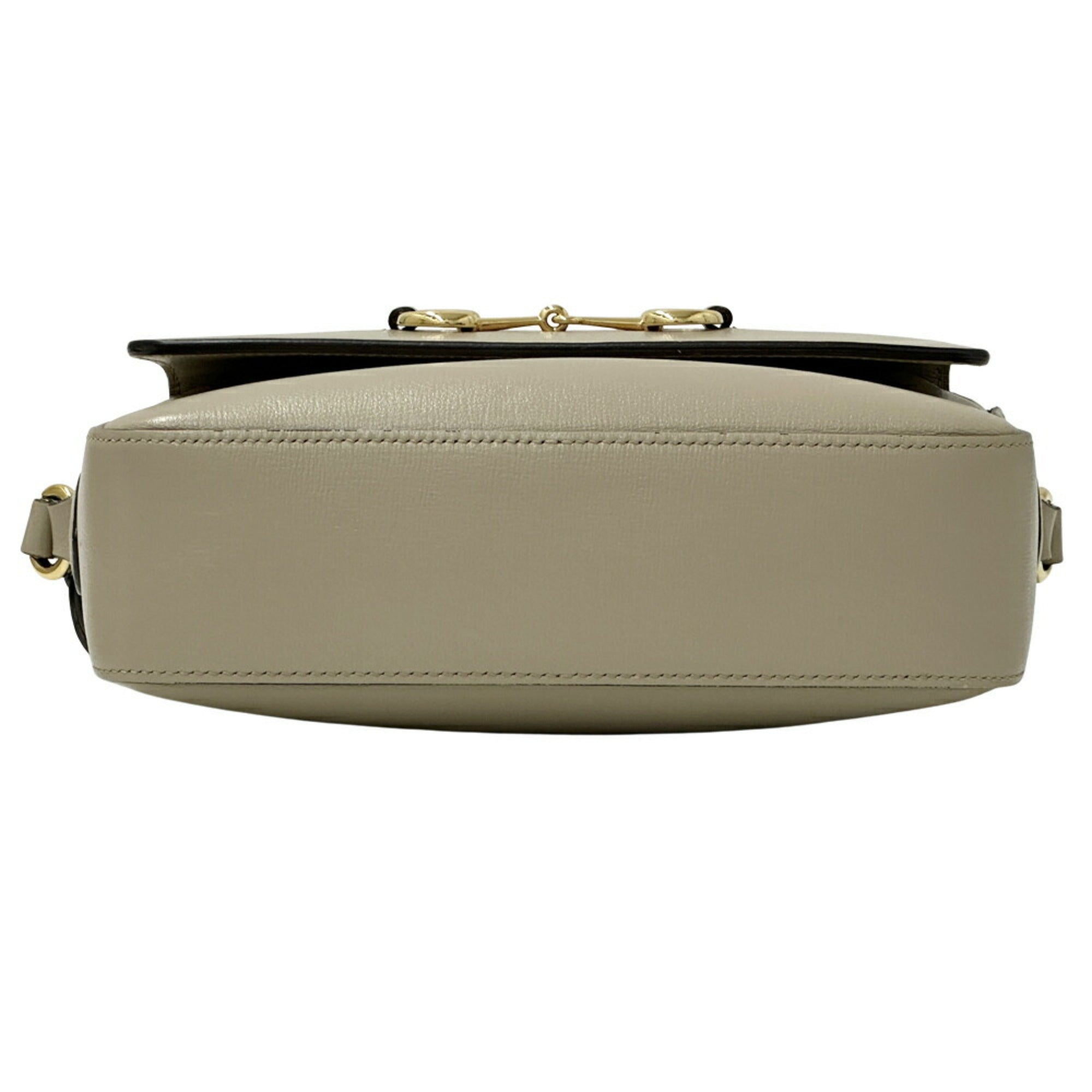GCCI Horsebit Shoulder Bag in Beige and Gold Leather (645454) for Women, Japan Exclusive