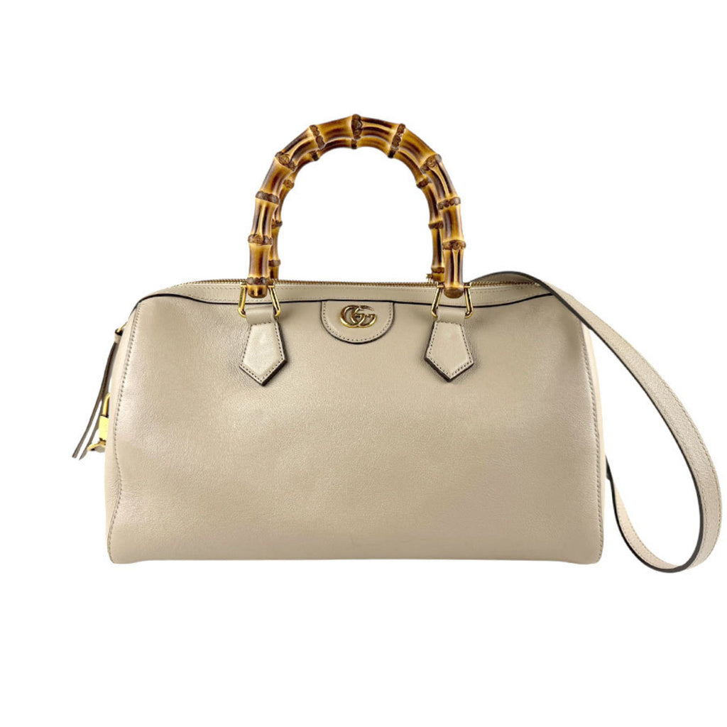 GCCI Diana Bamboo Leather Shoulder Bag/Handbag, Beige, Women's, 655663 z7488